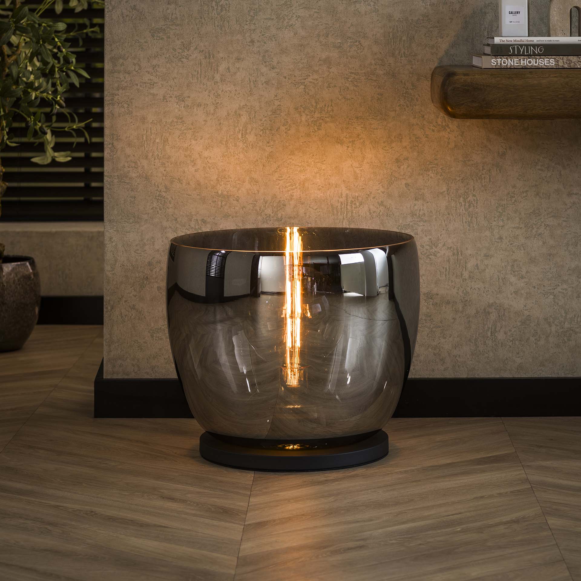 Vloerlamp Lunaris - Smoke - Glas - Ø 48 cm