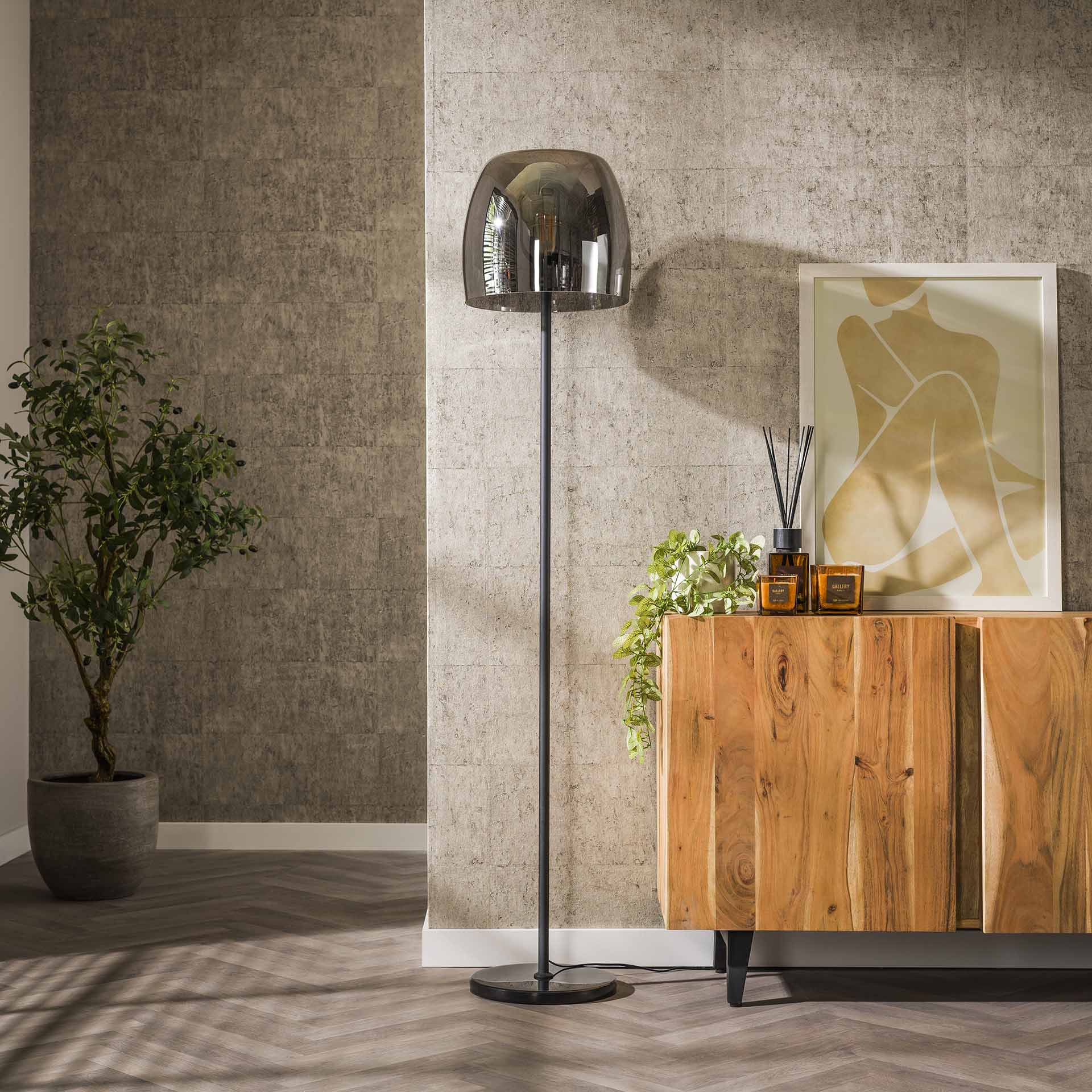 Vloerlamp Lunaris - Smoke - Glas - 170 cm