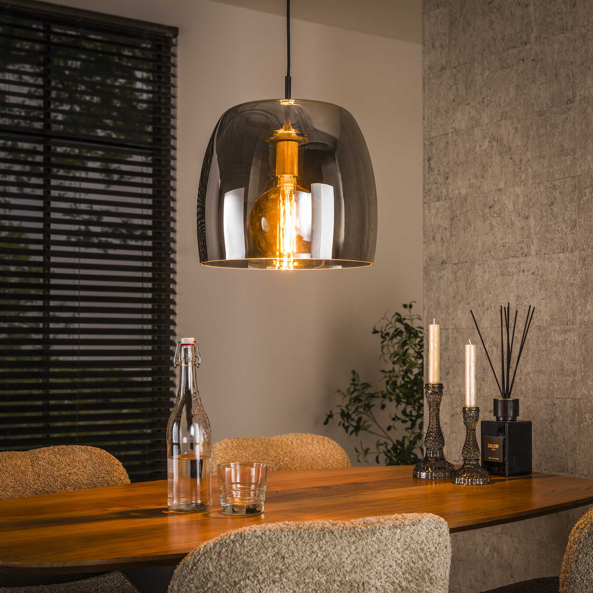 Hanglamp Lunaris - 1-lichts - Smoke - Glas