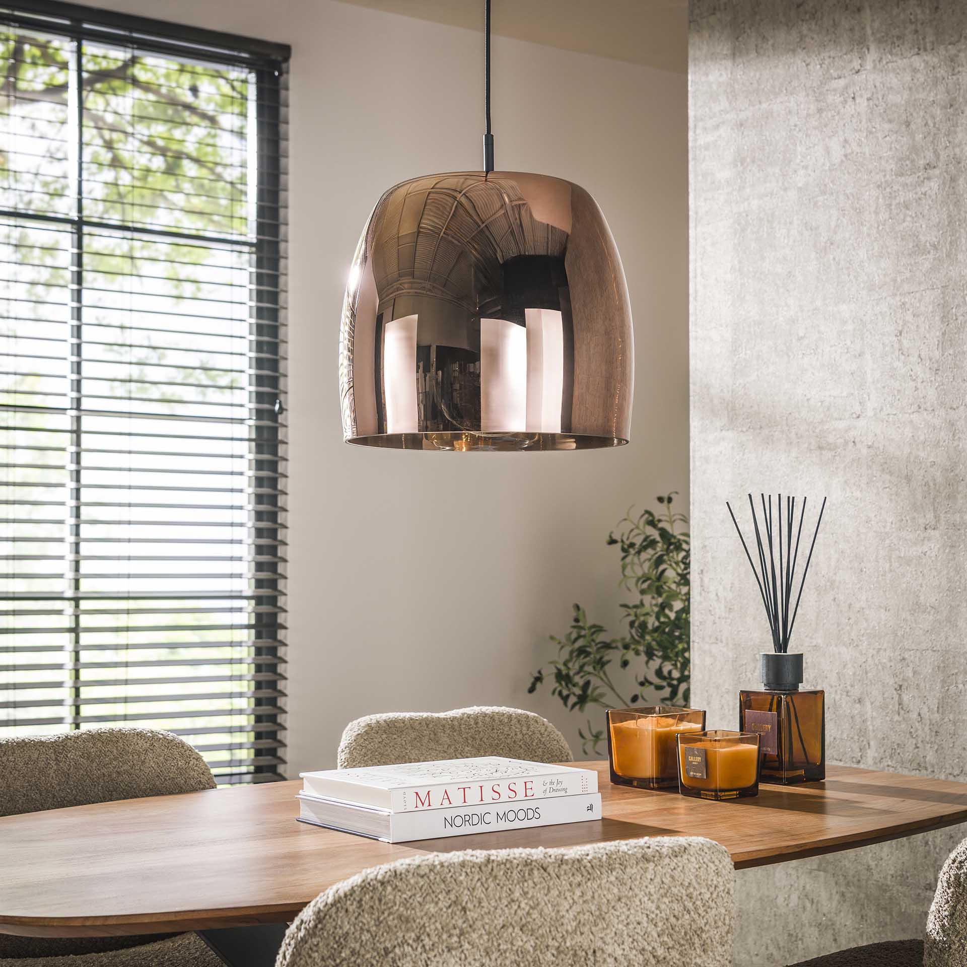 Hanglamp Lunaris - 1-lichts - Koper - Glas