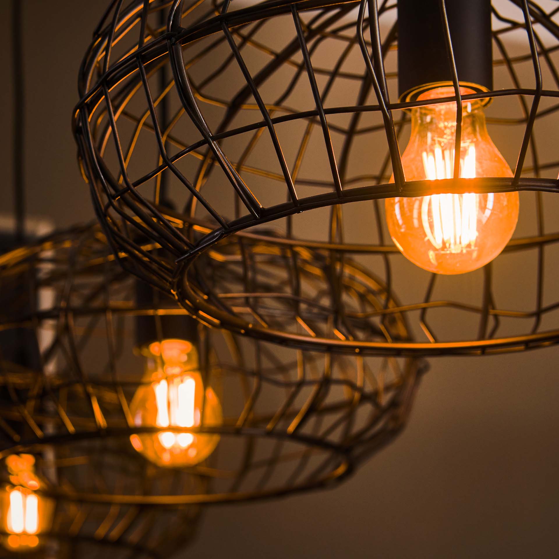 Hanglamp Sage - 4-lichts - Zwart/Bruin - Metaal