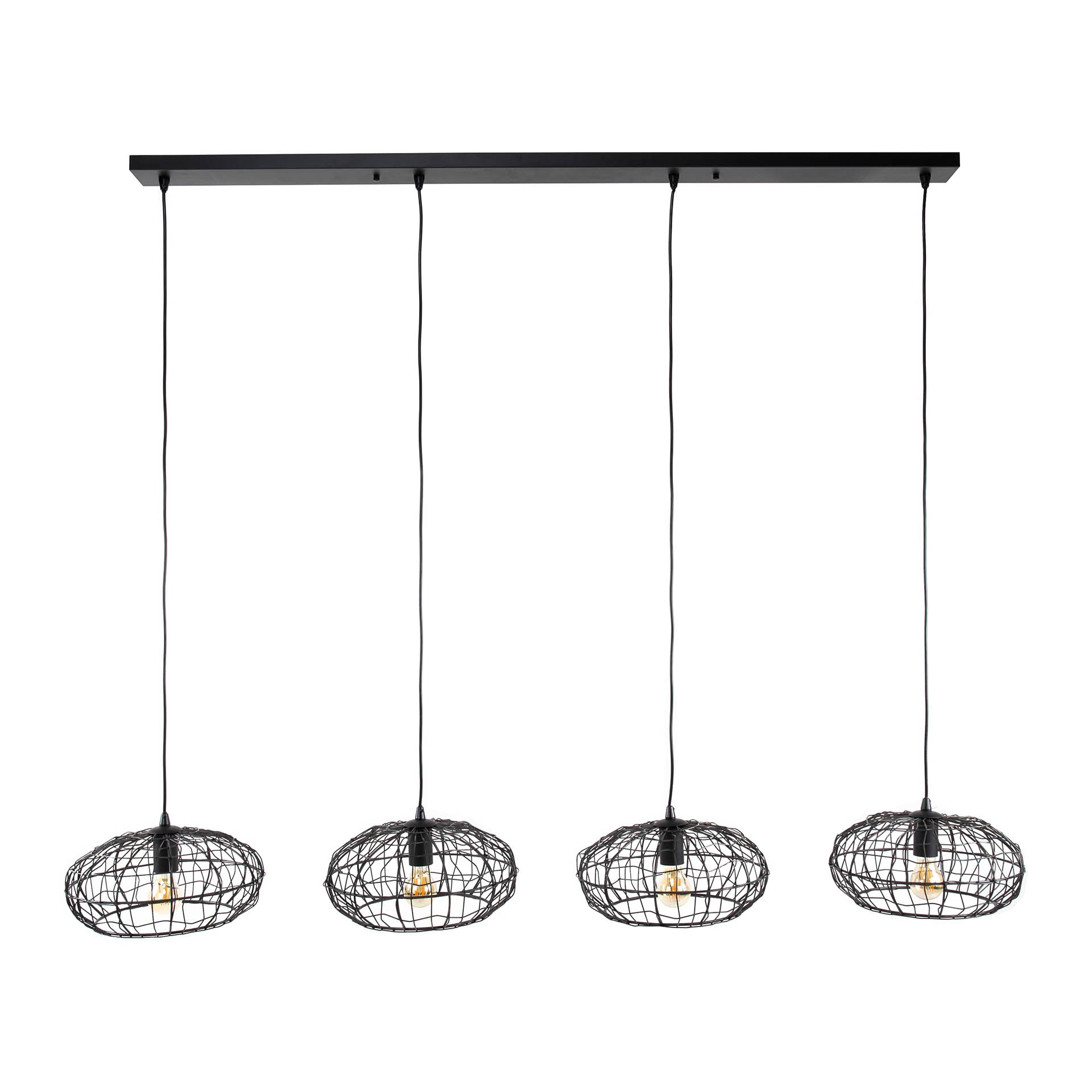 Hanglamp Sage - 4-lichts - Zwart/Bruin - Metaal