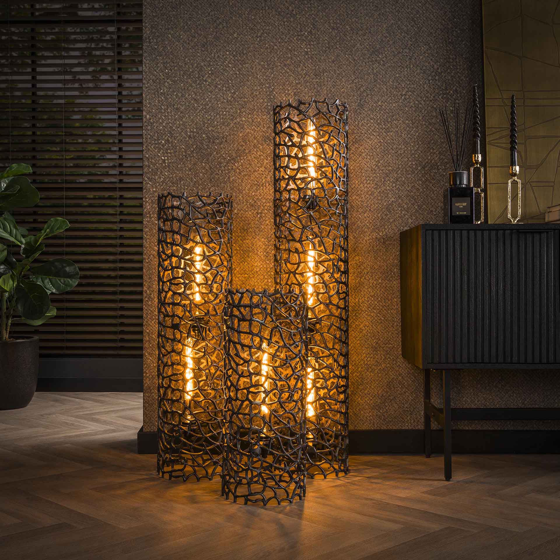 Vloerlamp Blaze - Zwart Nikkel - Metaal - 61 cm