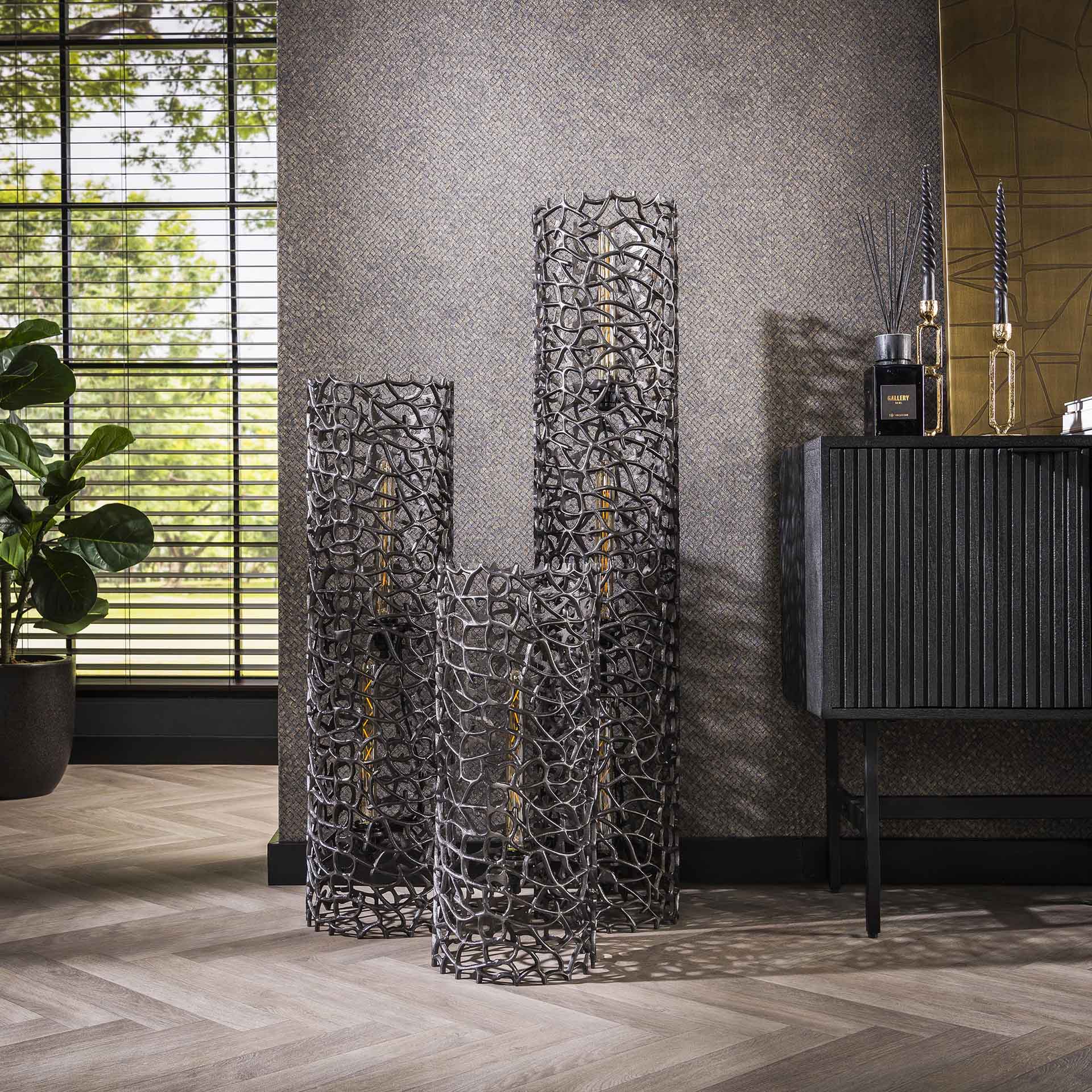 Vloerlamp Blaze - Zwart Nikkel - Metaal - 61 cm