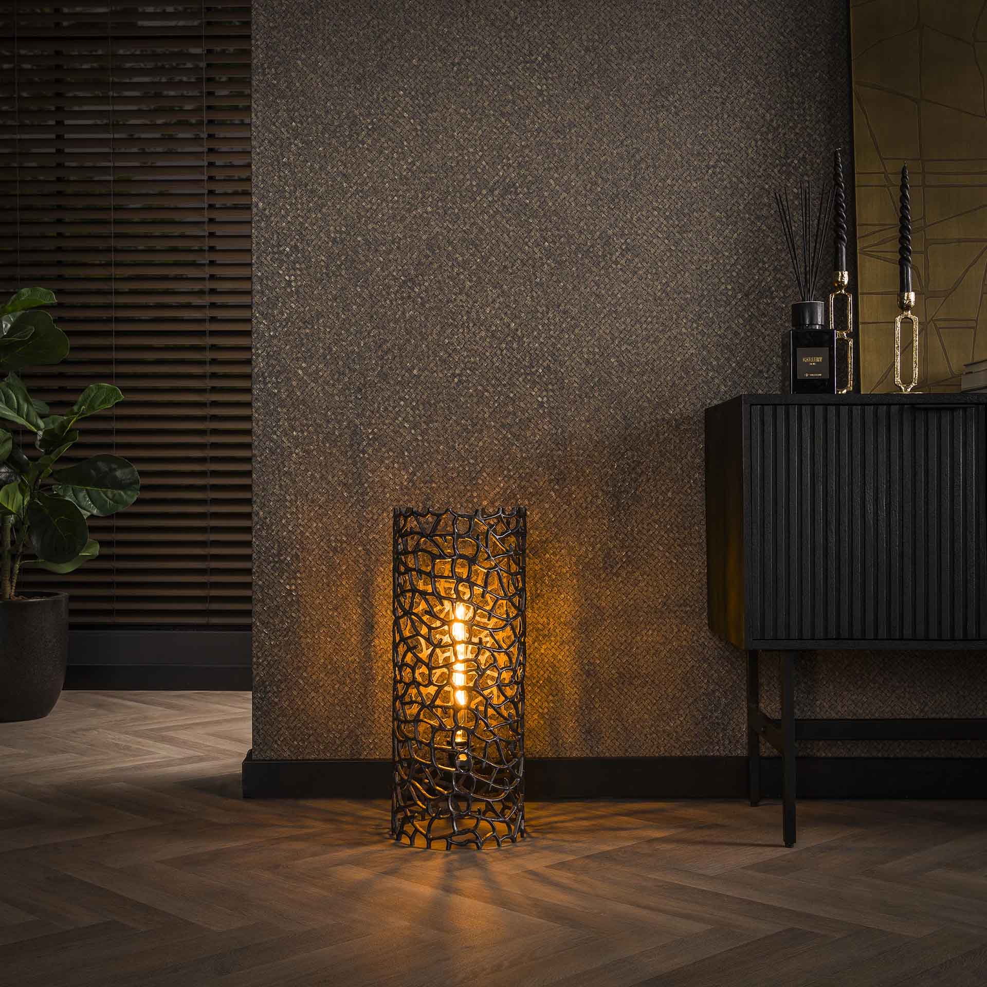 Vloerlamp Blaze - Zwart Nikkel - Metaal - 61 cm