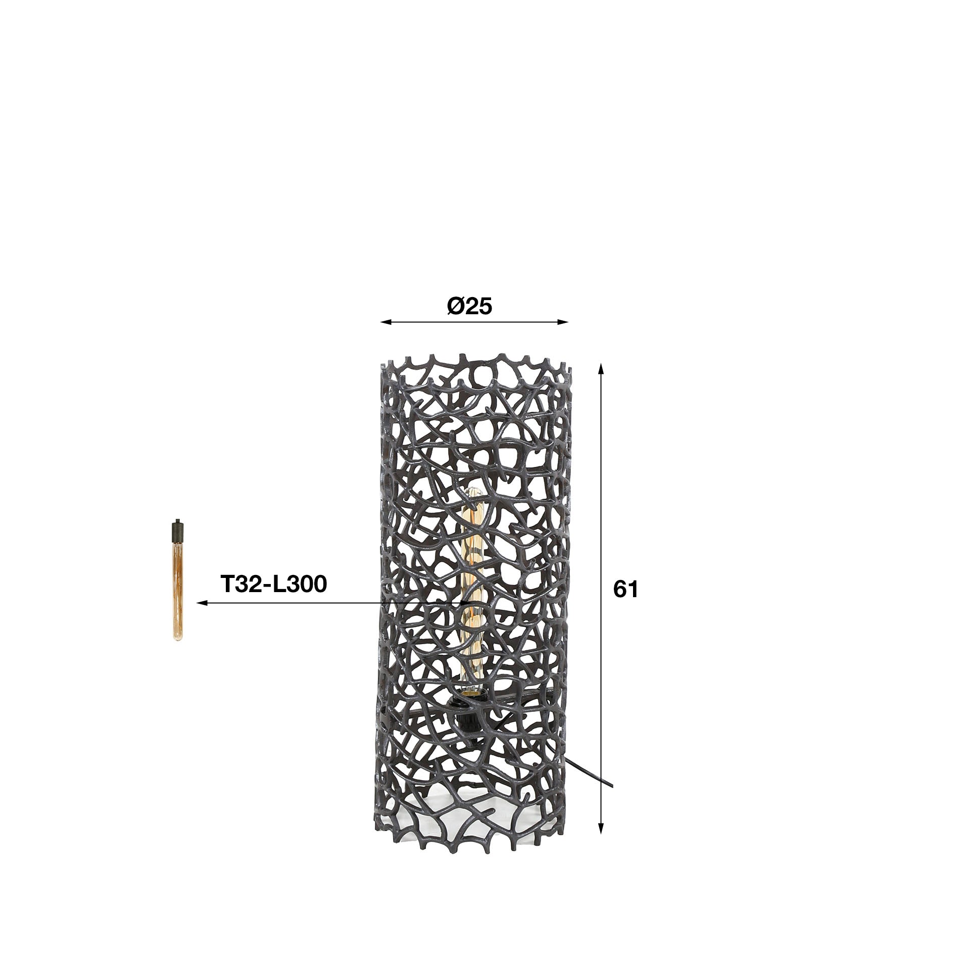 Vloerlamp Blaze - Zwart Nikkel - Metaal - 61 cm