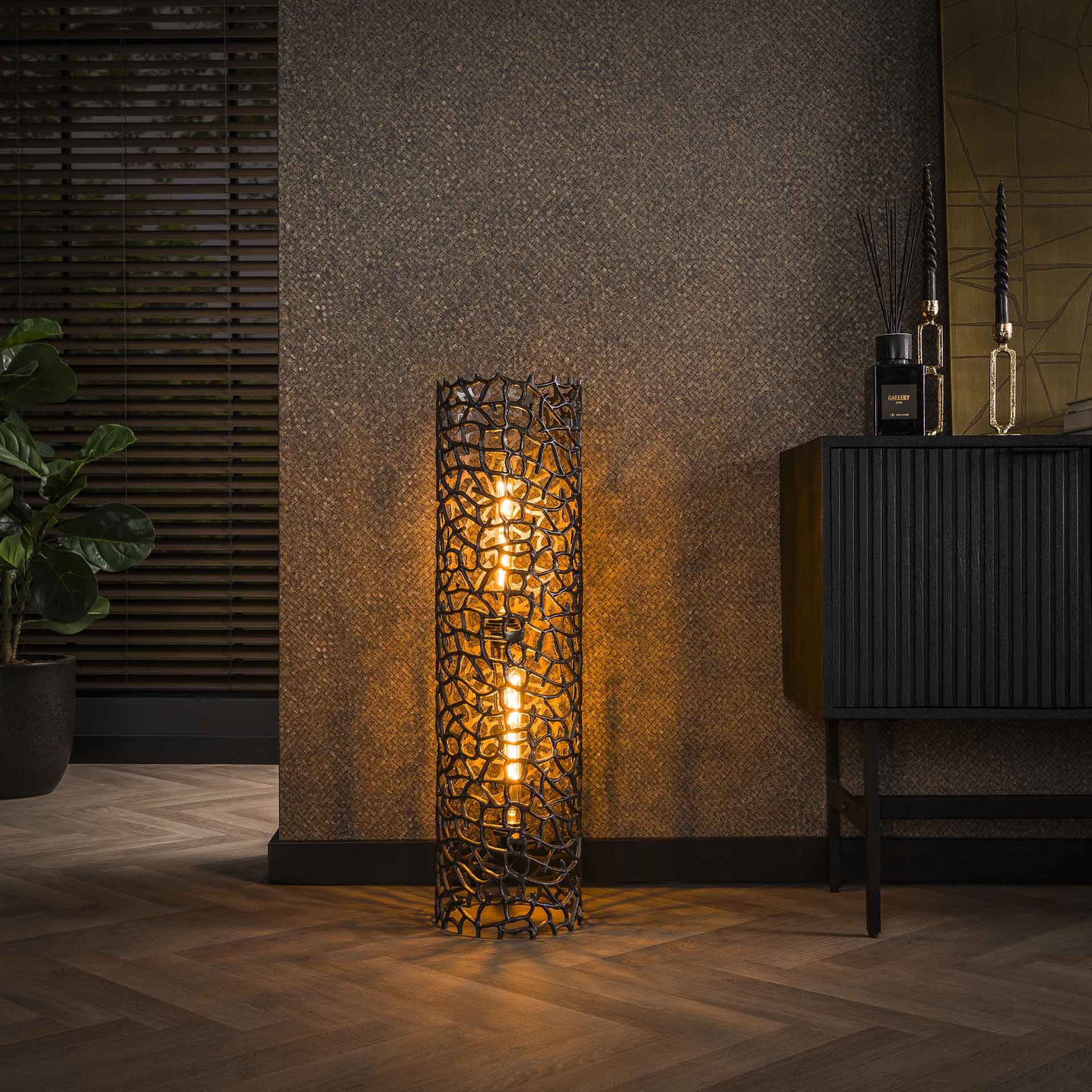 Vloerlamp Blaze - Zwart Nikkel - Metaal - 92 cm