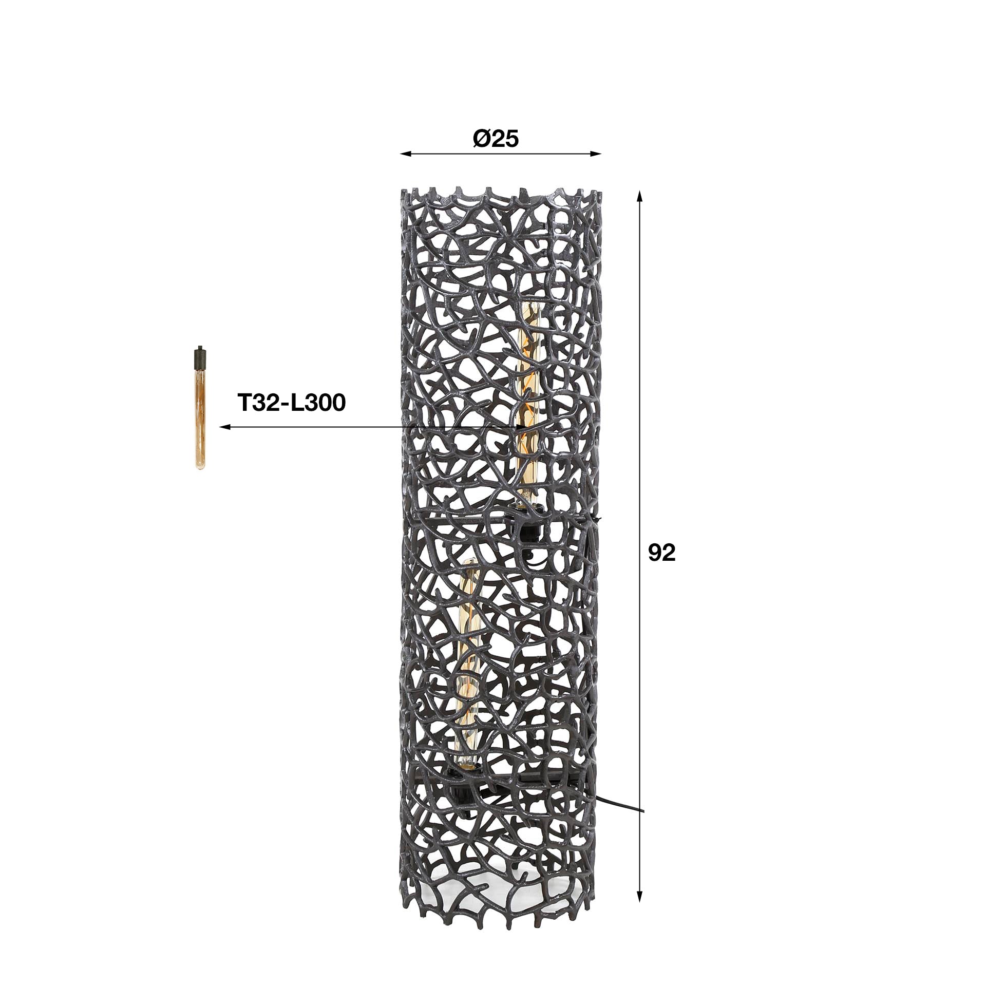 Vloerlamp Blaze - Zwart Nikkel - Metaal - 92 cm