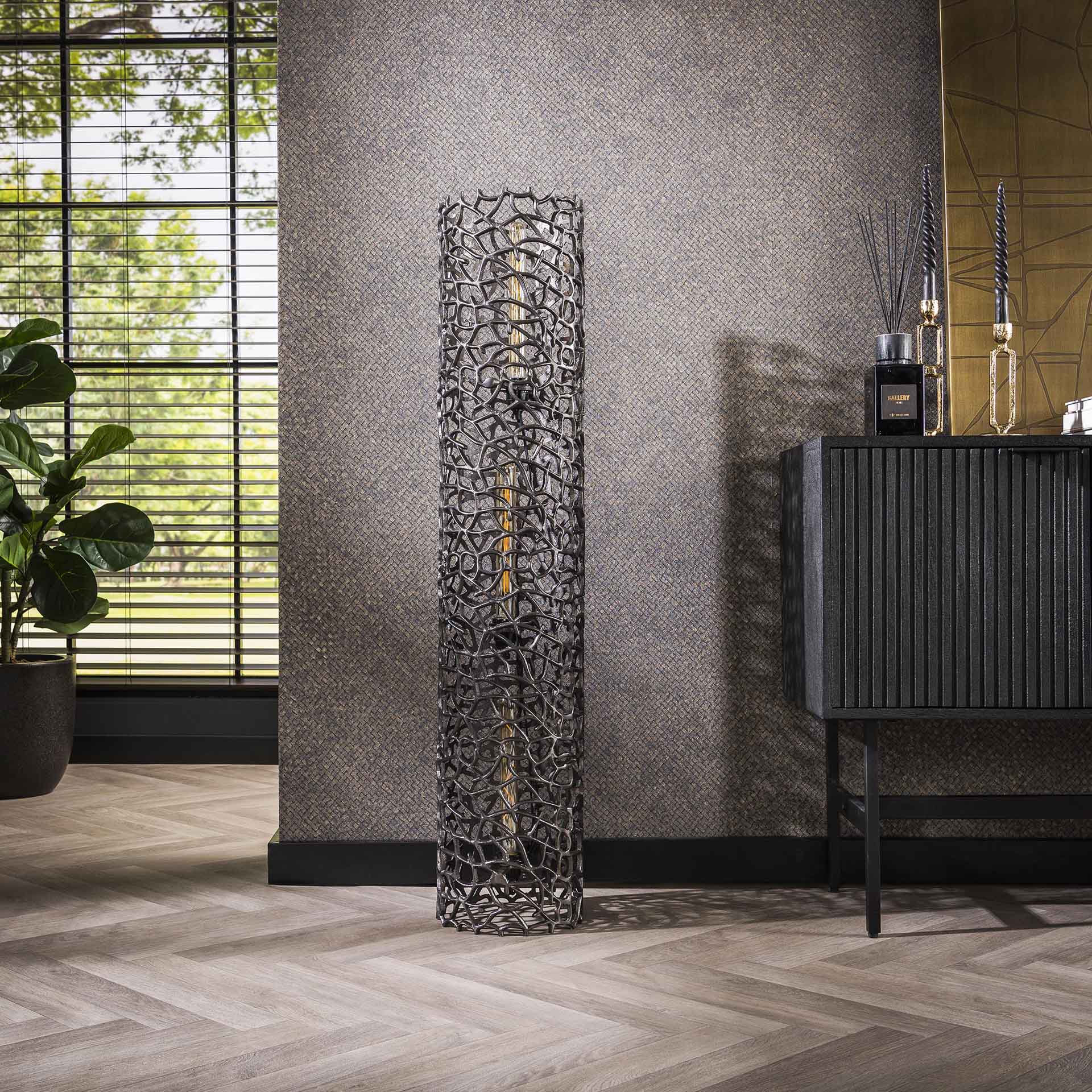 Vloerlamp Blaze - Zwart Nikkel - Metaal - 122 cm