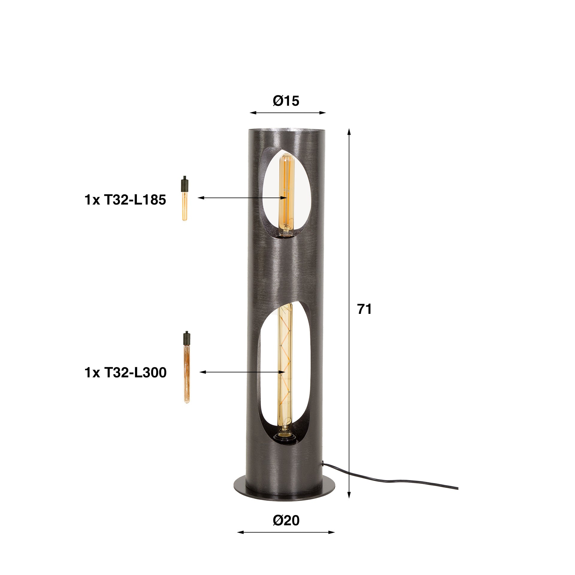 Vloerlamp Sky - Zwart Nikkel - Metaal - 65 cm