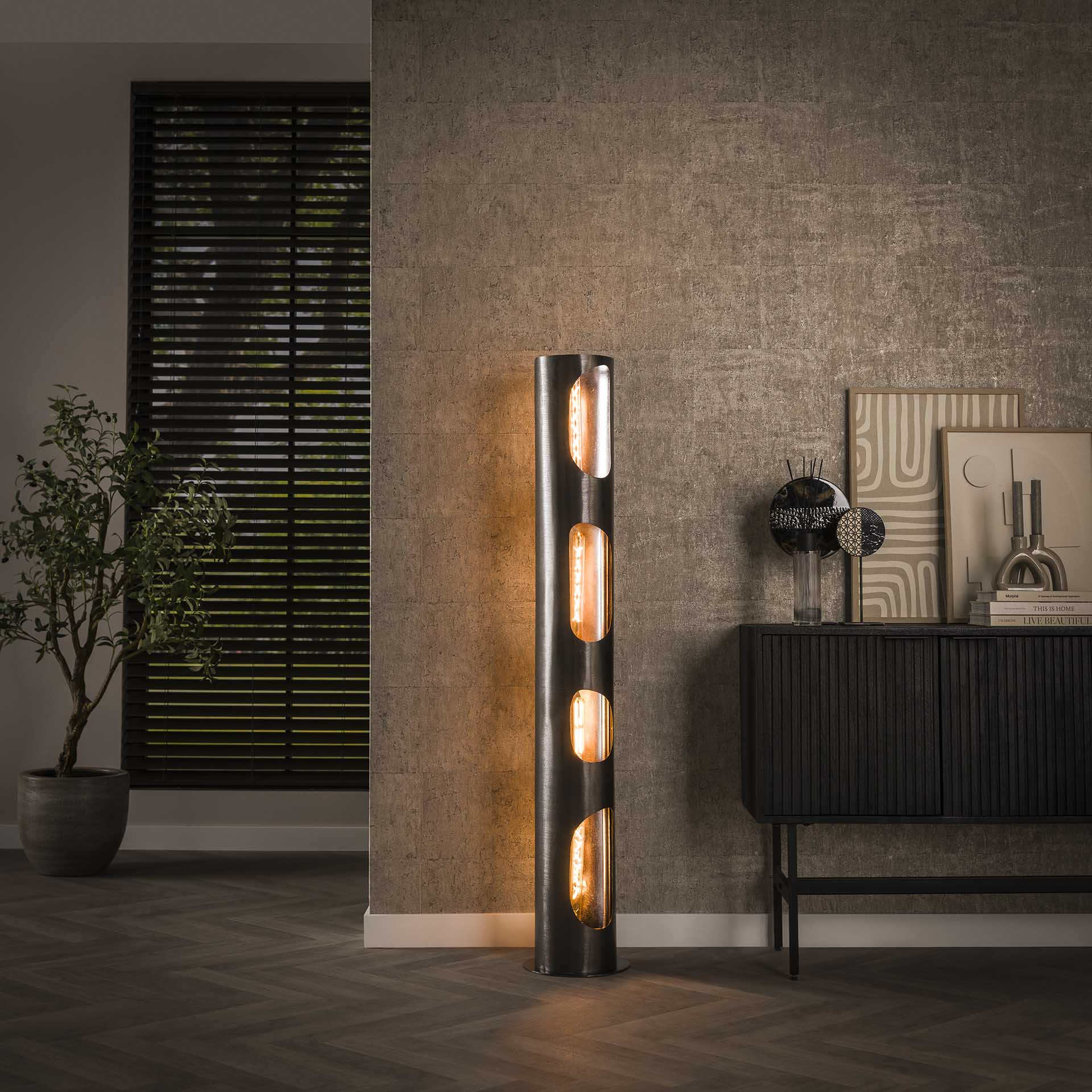 Vloerlamp Sky - Zwart Nikkel - Metaal - 130 cm