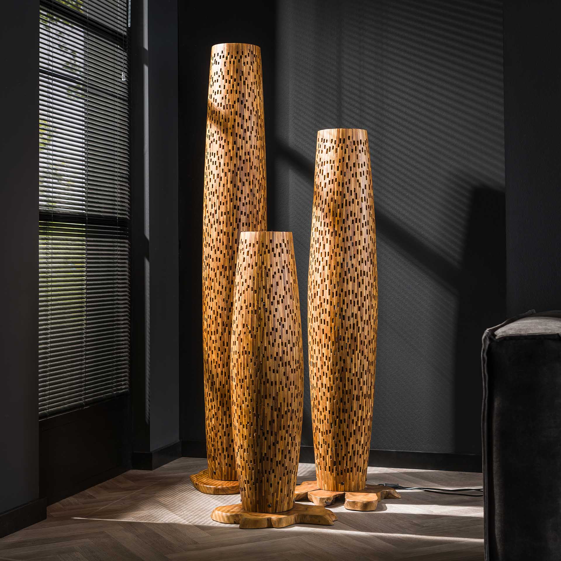 Vloerlamp Sage - Bruin - Teakhout - 184 cm
