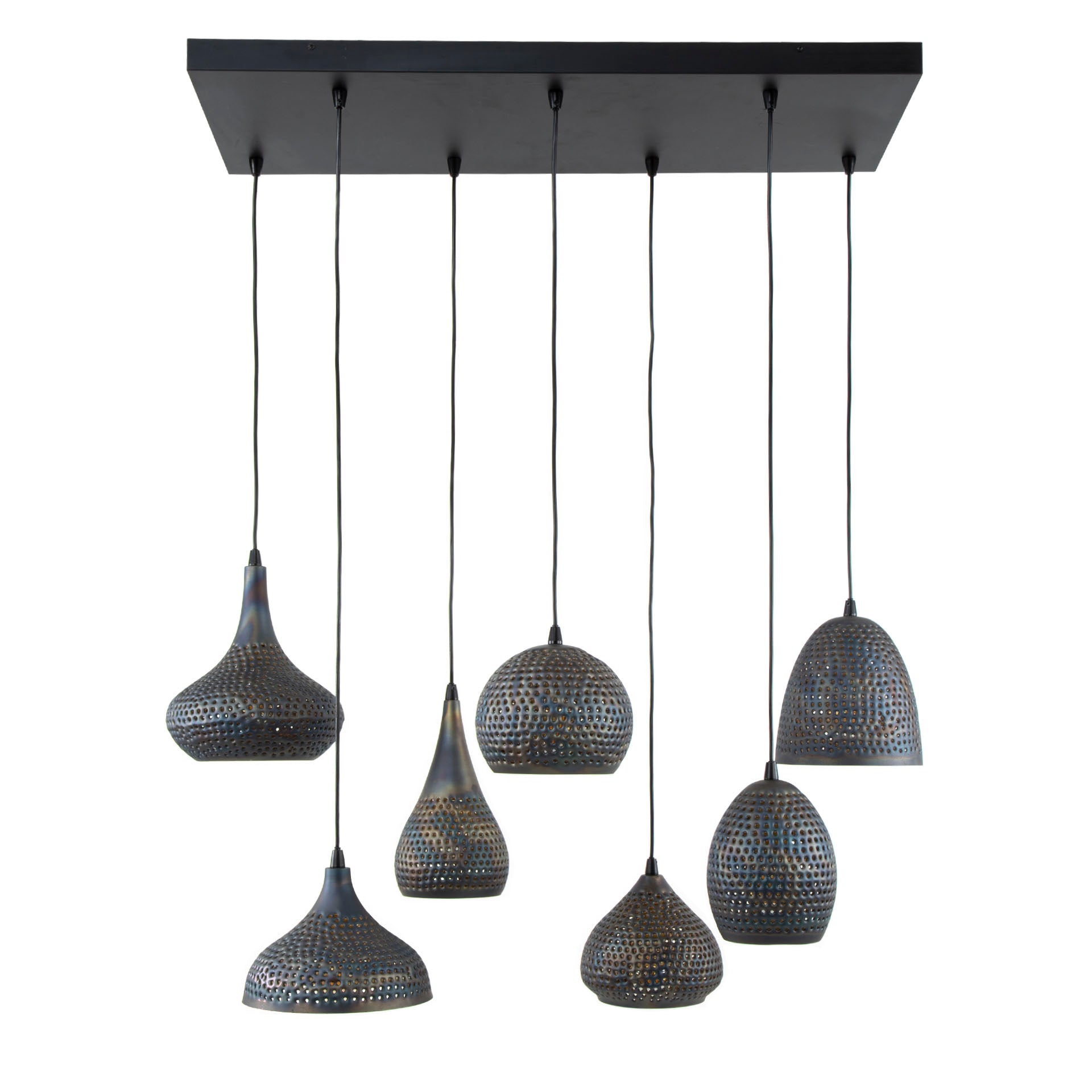 Hanglamp Scout - 7-lichts - Zwart/Bruin - Metaal