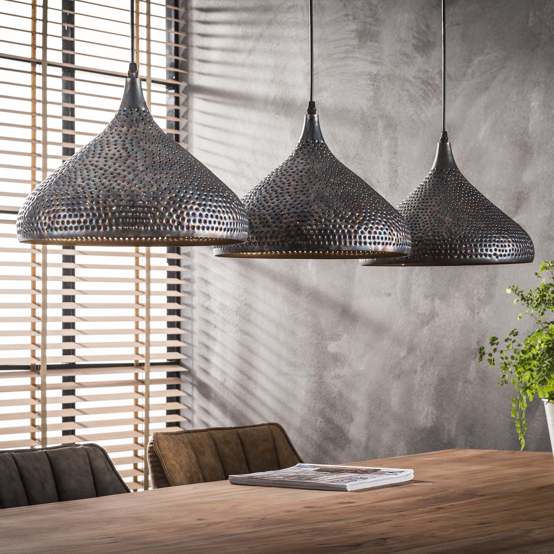 Hanglamp Rebel - 3-lichts - Zwart/Bruin - Metaal