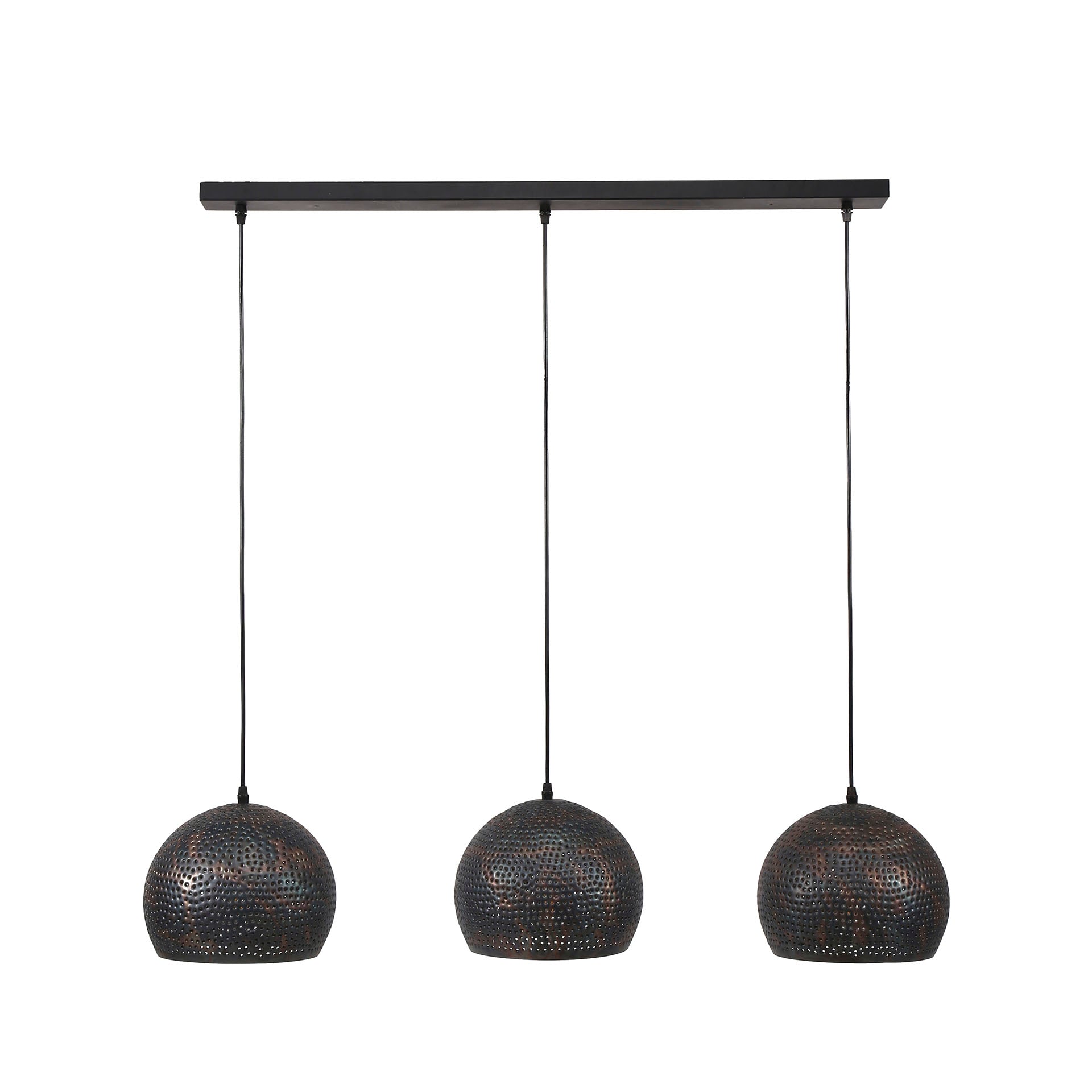 Hanglamp Rose - 3-lichts - Zwart/Bruin - Metaal