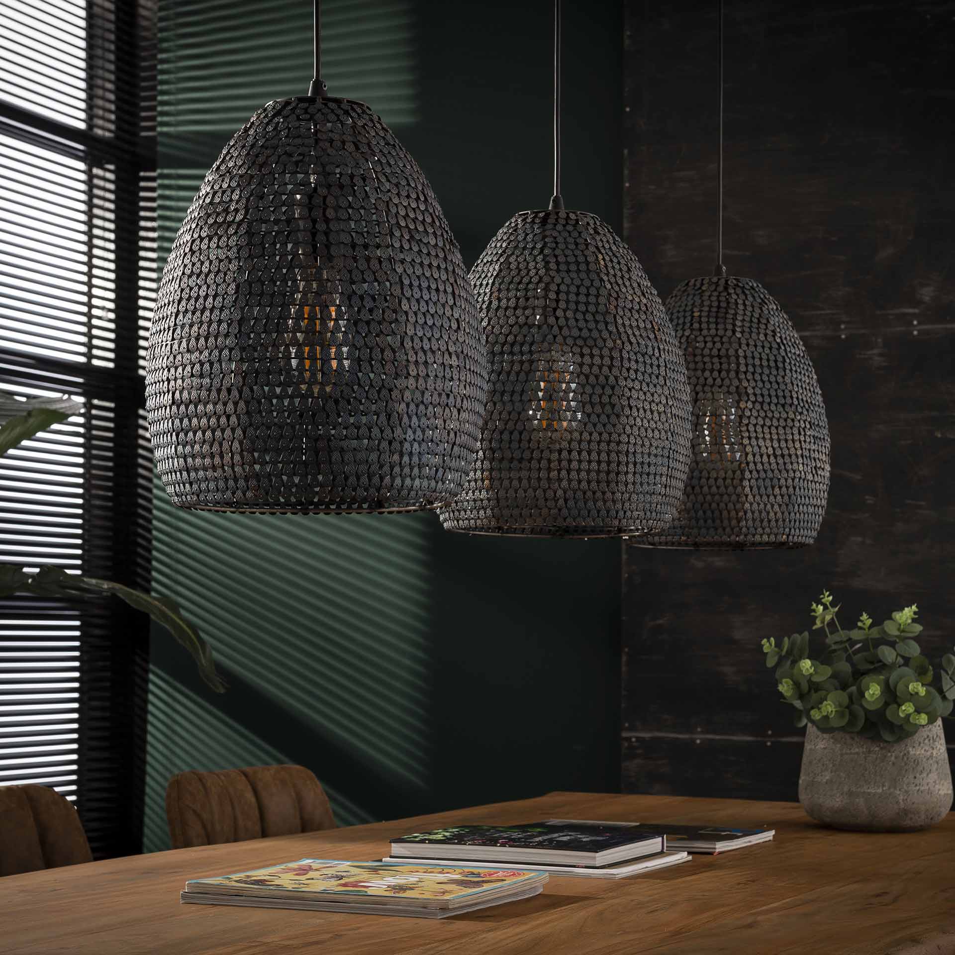 Hanglamp Fox - 3-lichts - Zwart/Bruin - Metaal