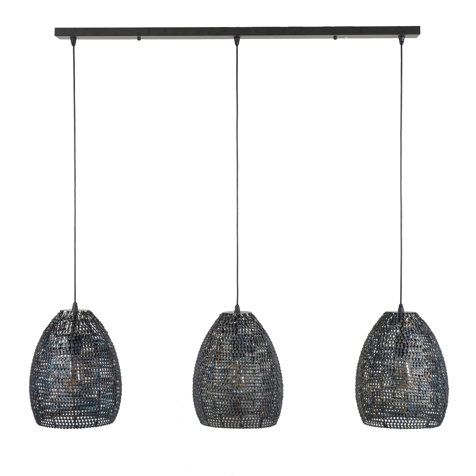 Hanglamp Fox - 3-lichts - Zwart/Bruin - Metaal