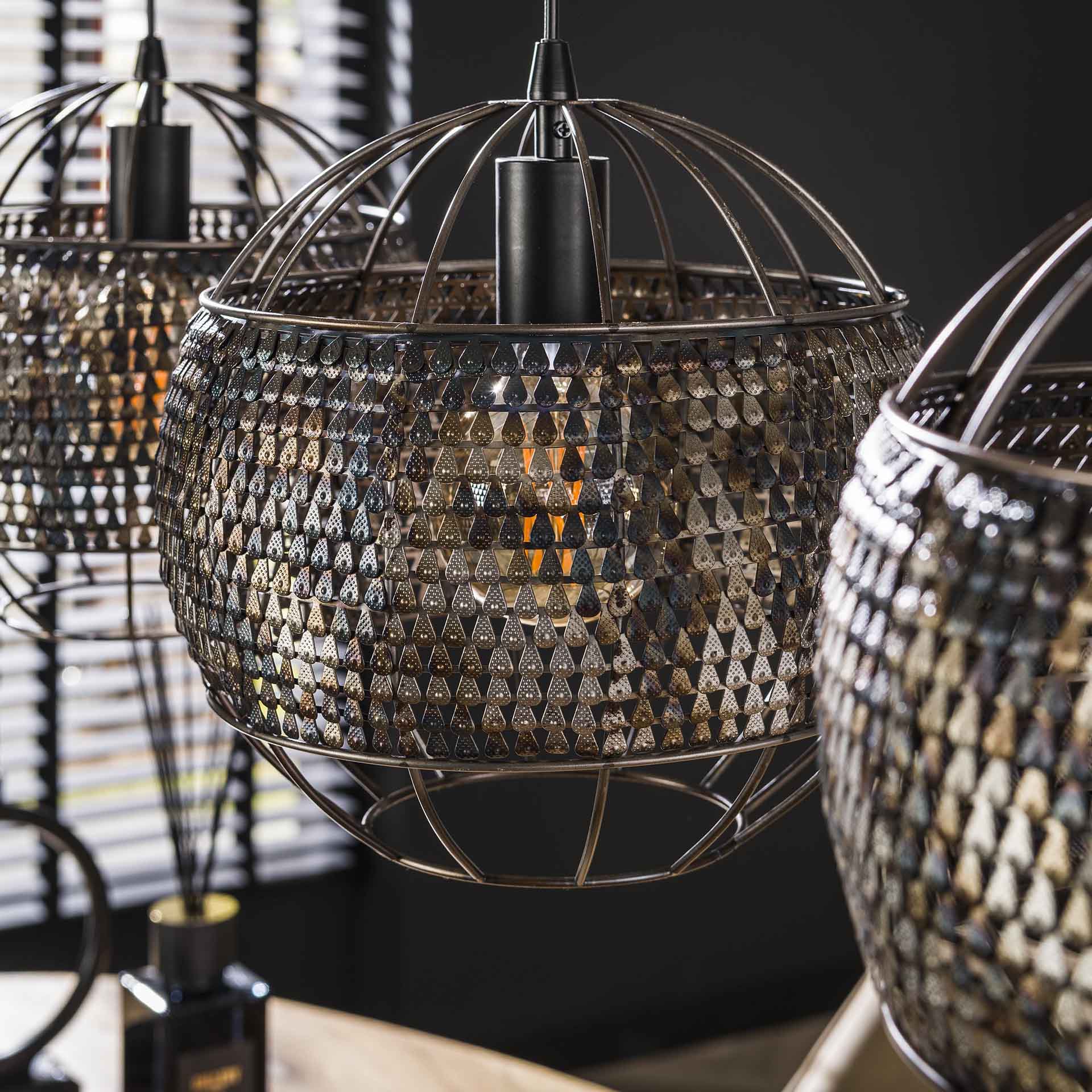 Hanglamp Juno - 3-lichts - Zwart/Bruin - Metaal