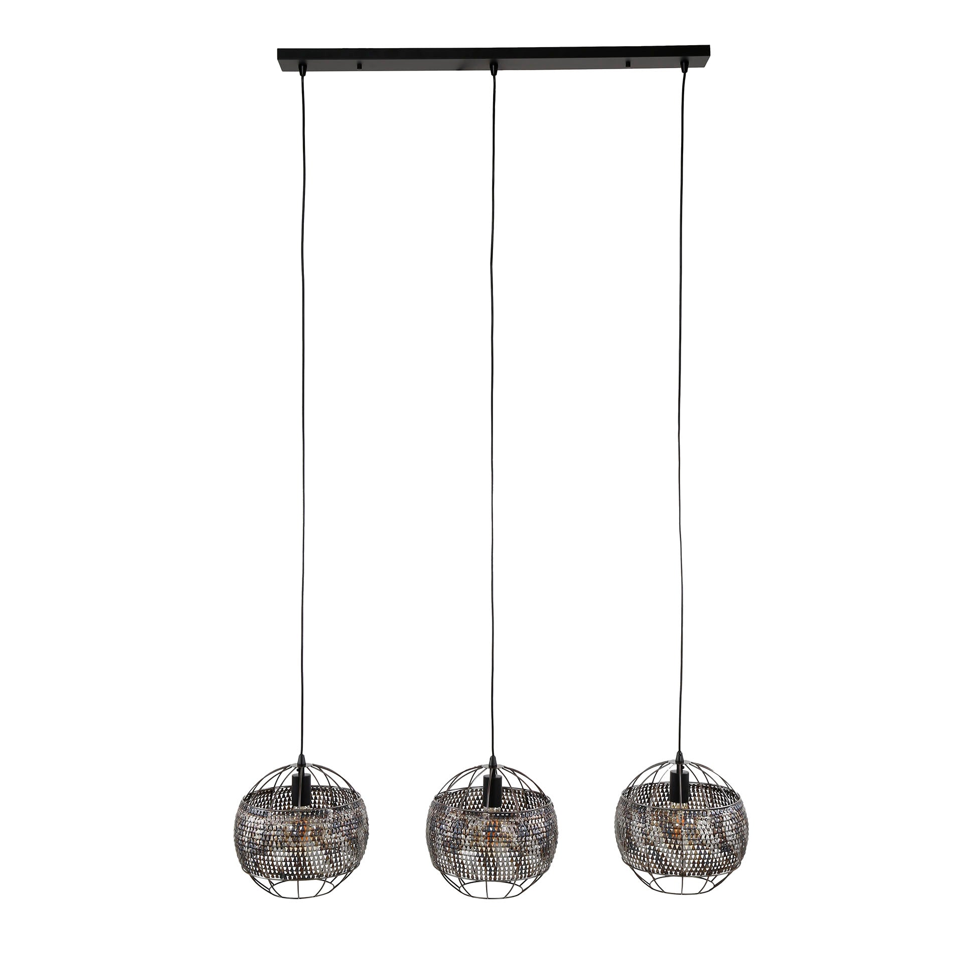Hanglamp Juno - 3-lichts - Zwart/Bruin - Metaal