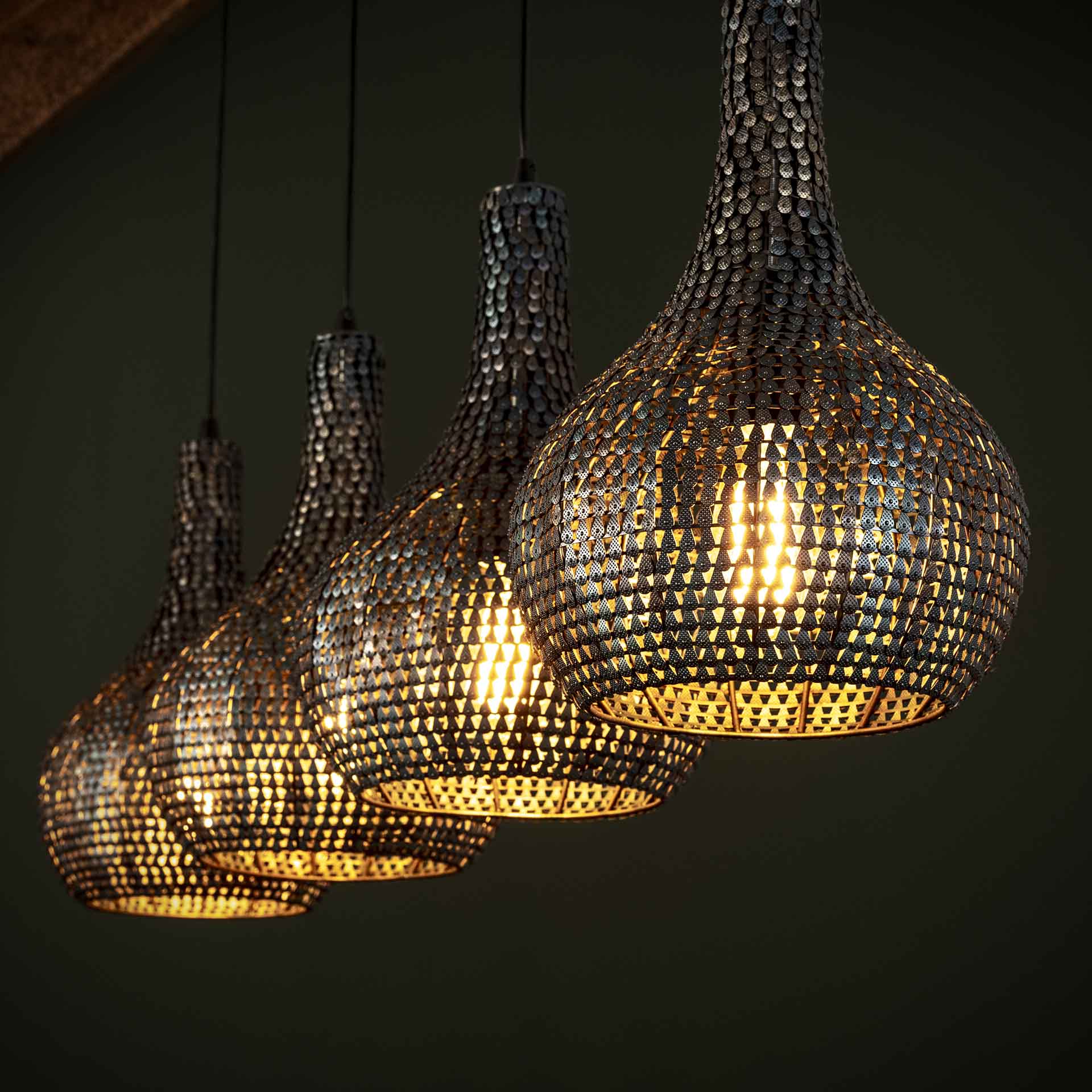 Hanglamp Nova - 4-lichts - Zwart/Bruin - Metaal