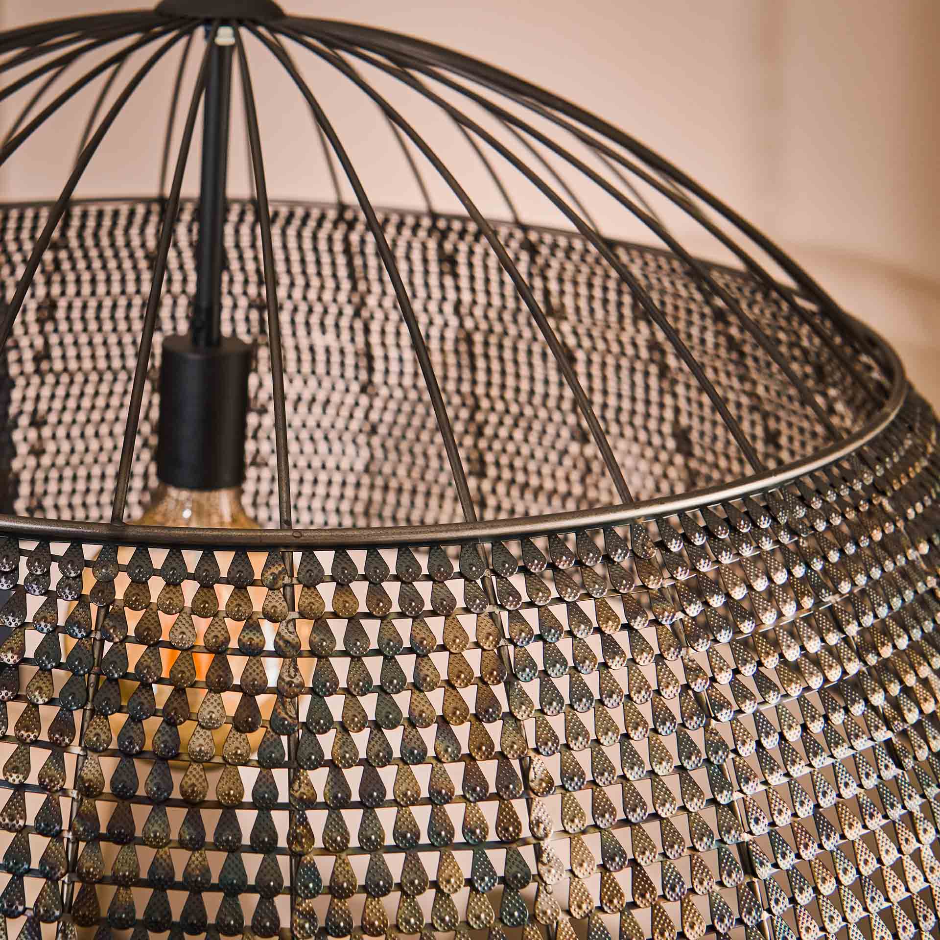 Hanglamp Saskia - 1-lichts - Zwart/Bruin - Metaal