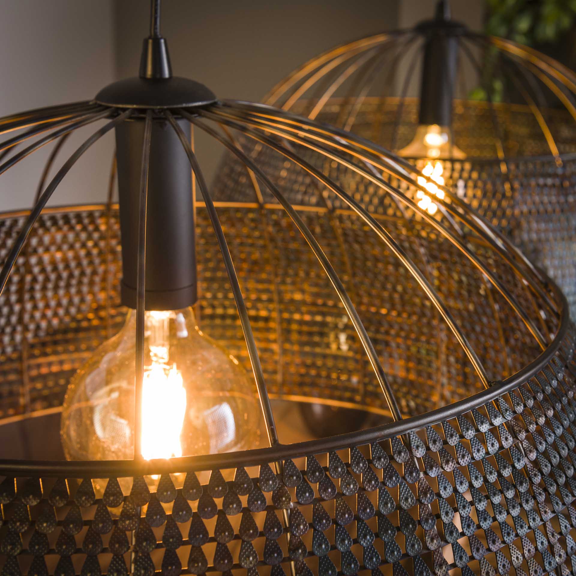 Hanglamp Boy - 2-lichts - Zwart/Bruin - Metaal