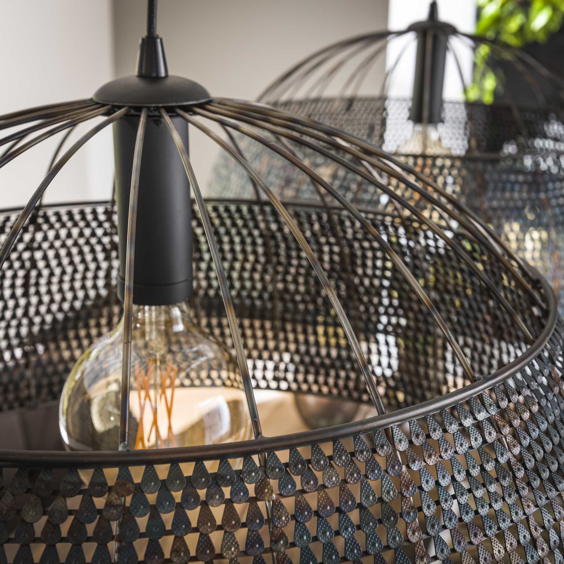 Hanglamp Boy - 2-lichts - Zwart/Bruin - Metaal