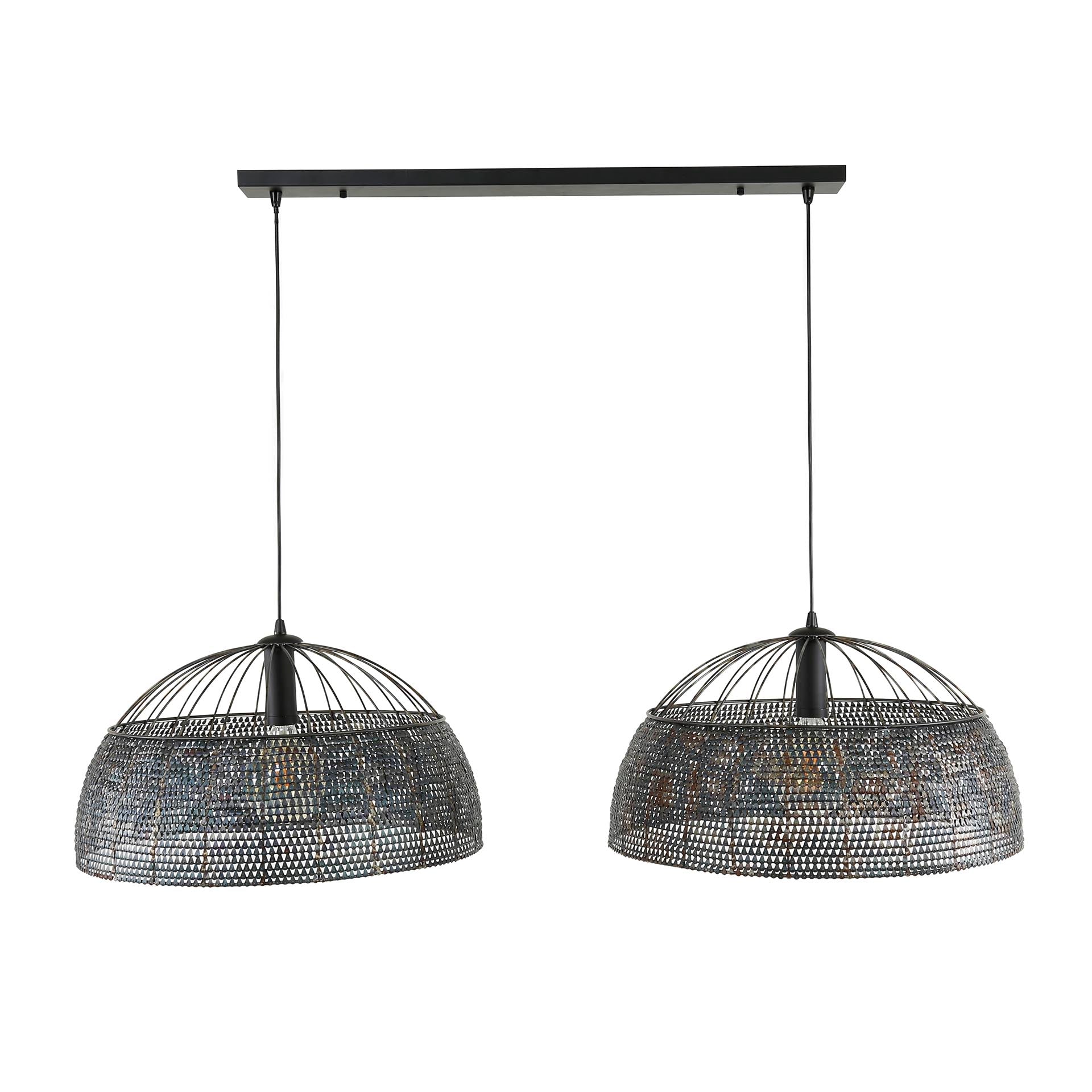 Hanglamp Boy - 2-lichts - Zwart/Bruin - Metaal