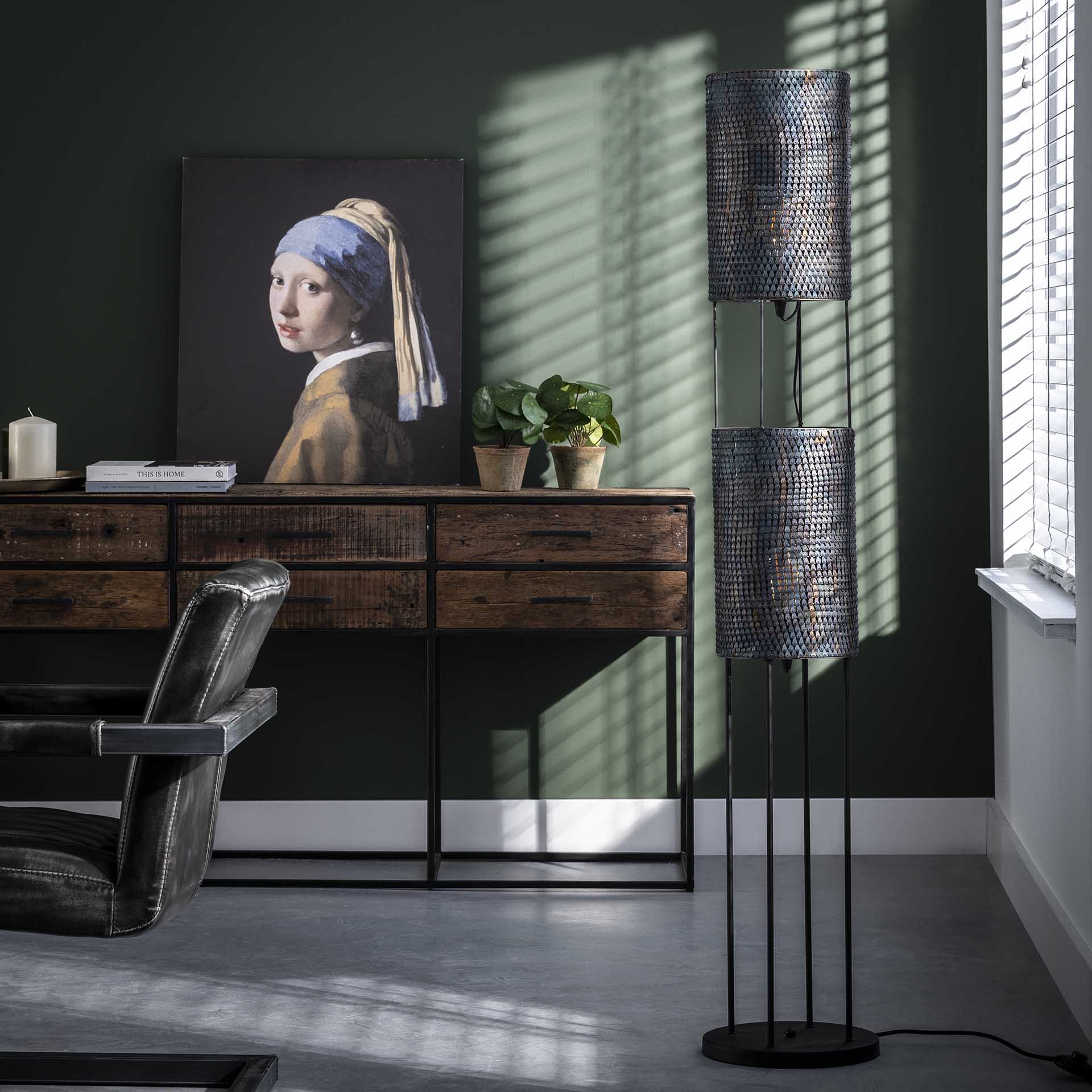 Vloerlamp Dash - Zwart/Bruin - Metaal