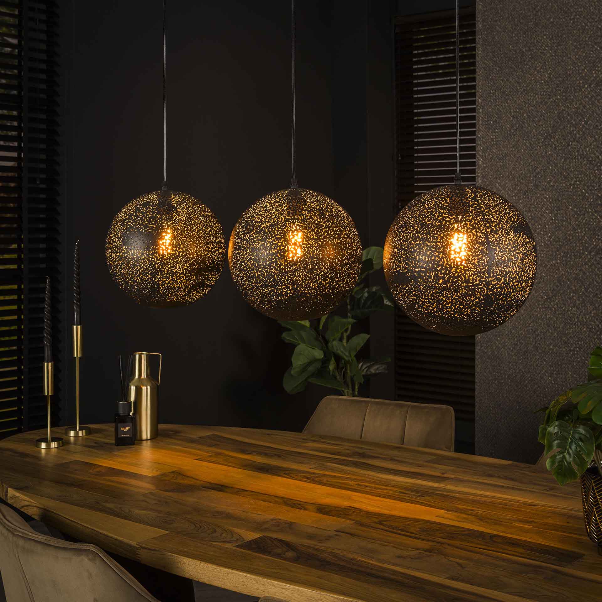 Hanglamp Elara - 3-lichts - Zwart - Metaal