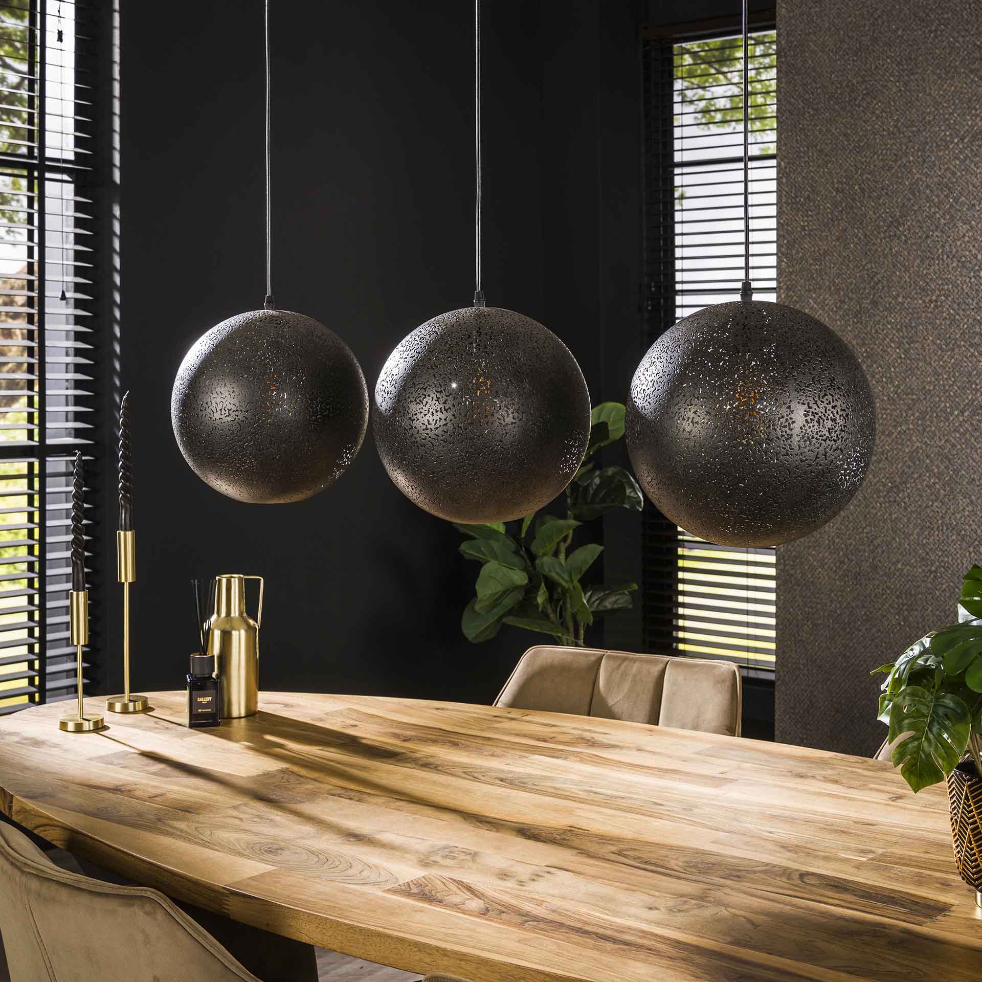 Hanglamp Elara - 3-lichts - Zwart - Metaal