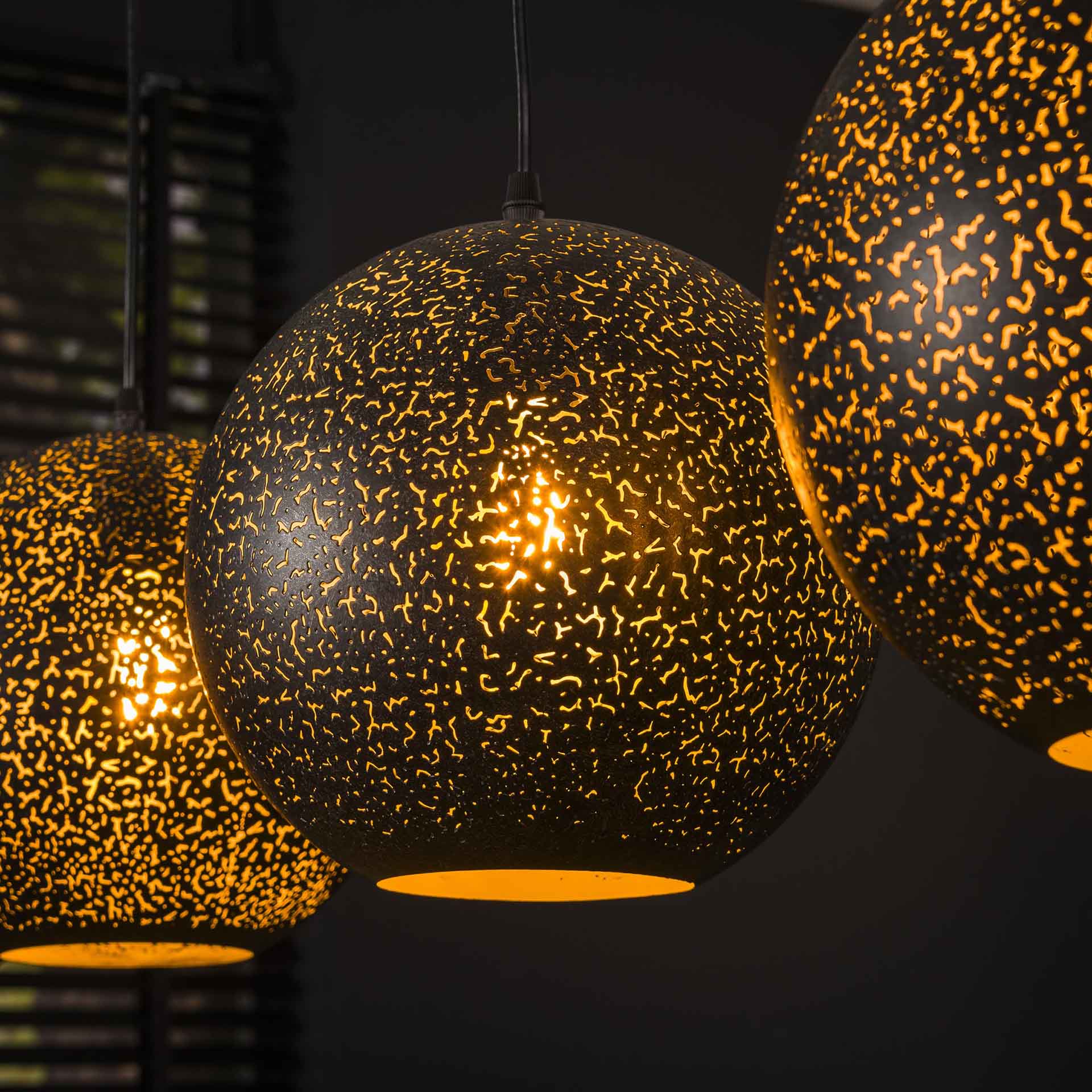 Hanglamp Jaimy - 4-lichts - Zwart - Metaal
