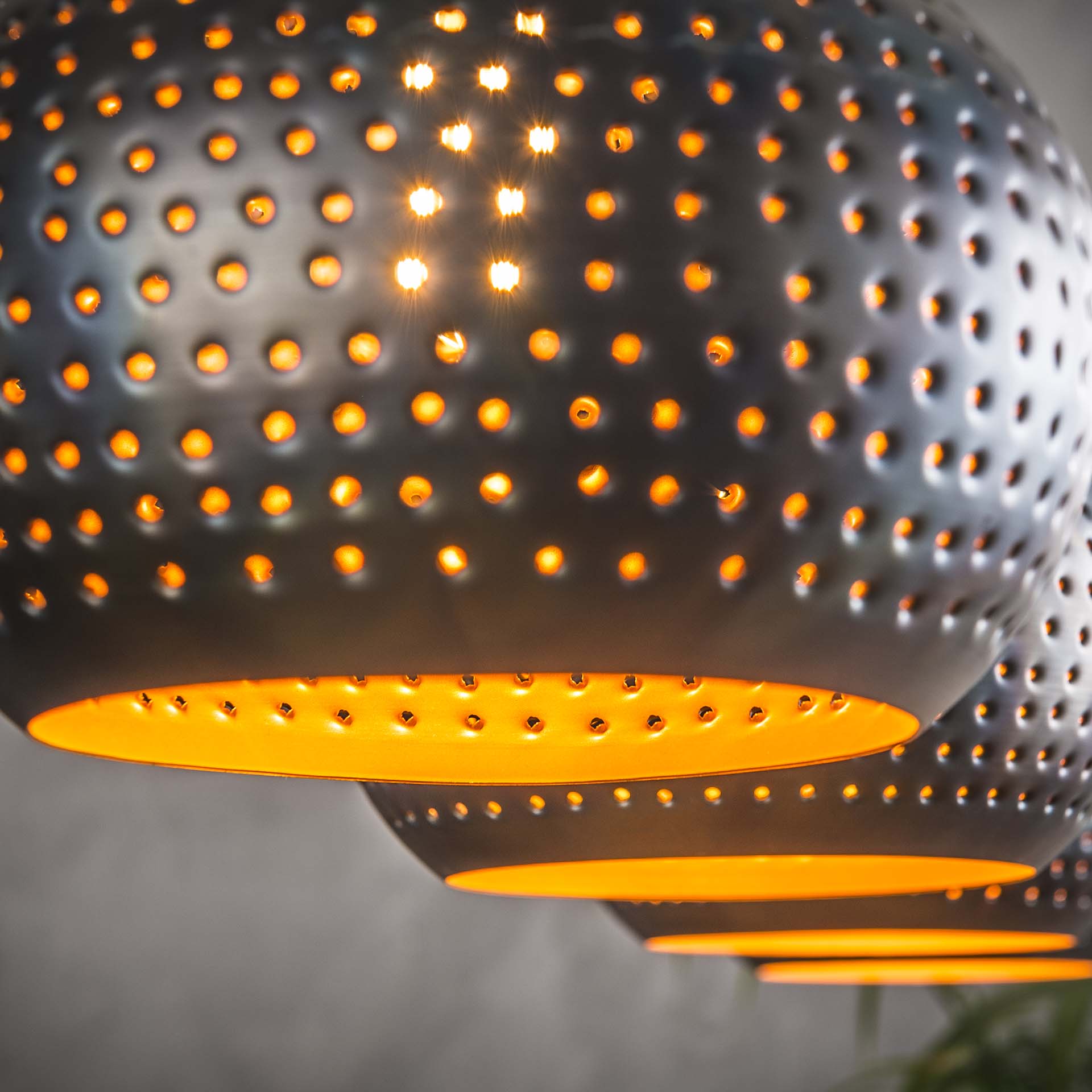 Hanglamp Drew - 4-lichts - Zwart/Bruin - Metaal