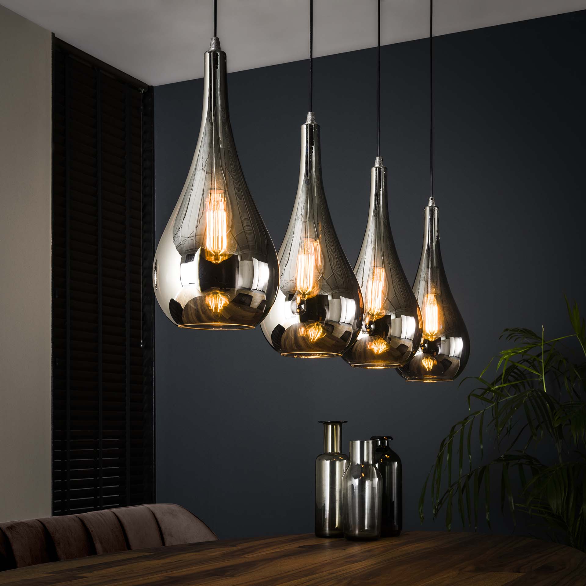 Hanglamp Ollie - 4-lichts - Chrome - Glas