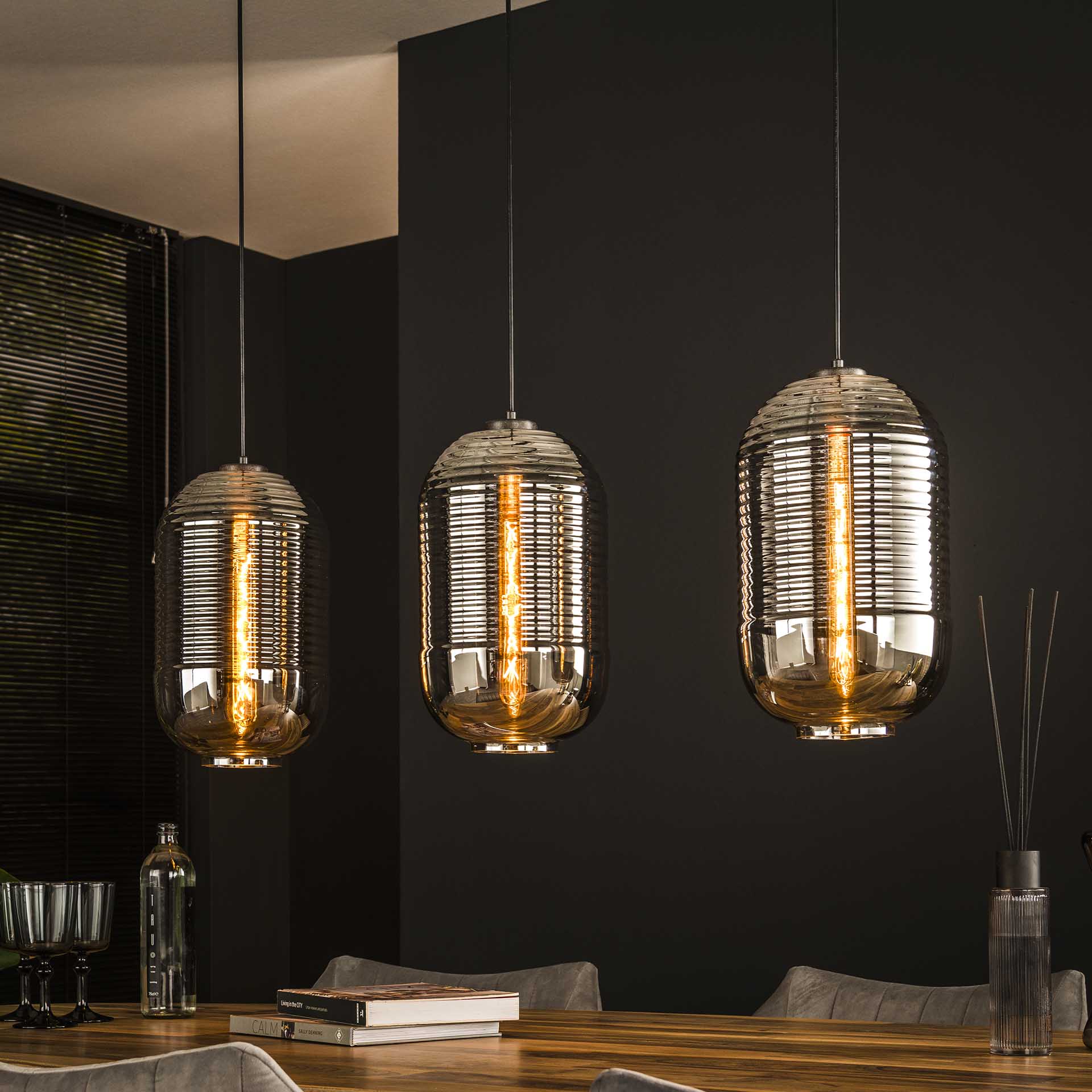 Hanglamp Vesper - 3-lichts - Chrome - Glas