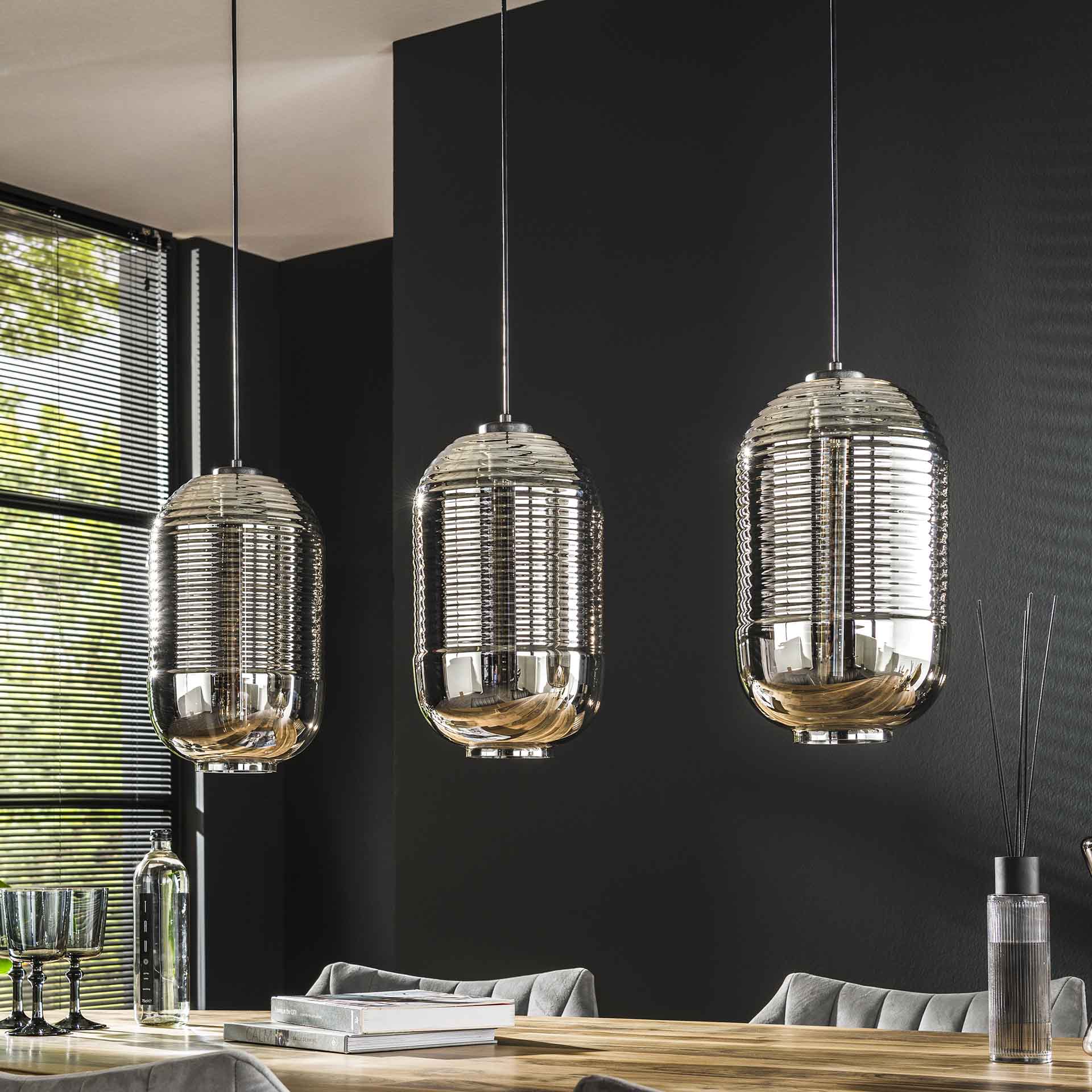 Hanglamp Vesper - 3-lichts - Chrome - Glas