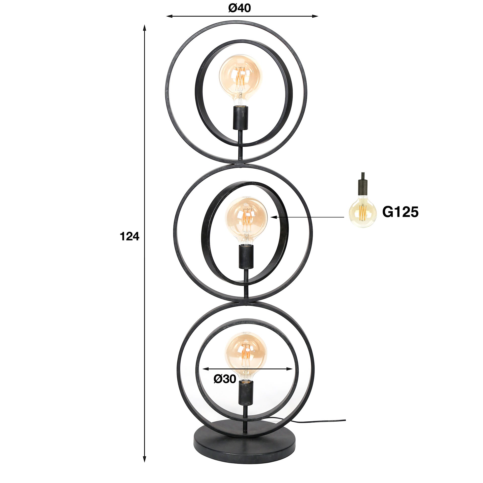 Vloerlamp Luna - Antraciet - Metaal