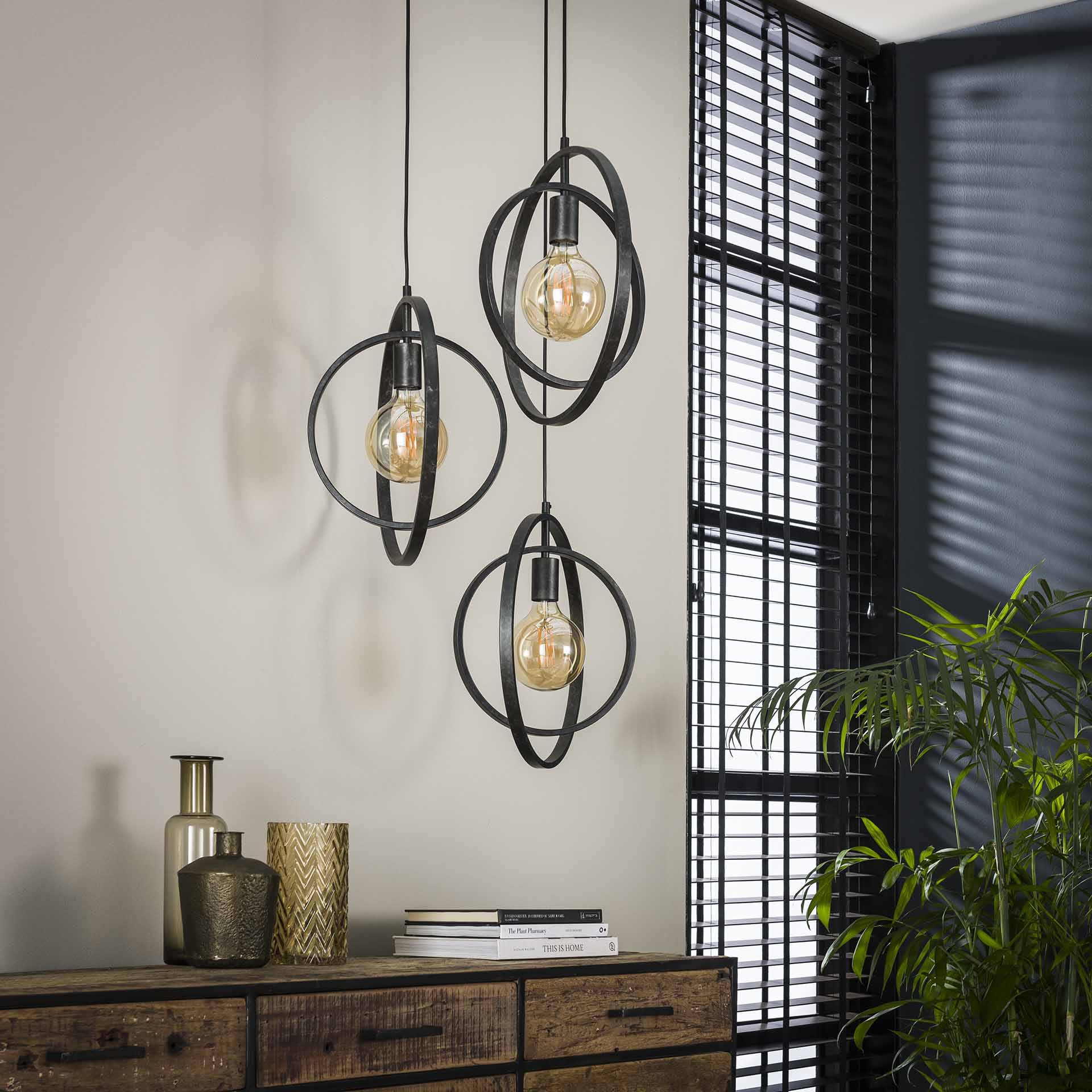 Hanglamp Gava - 3-lichts - Antraciet - Metaal