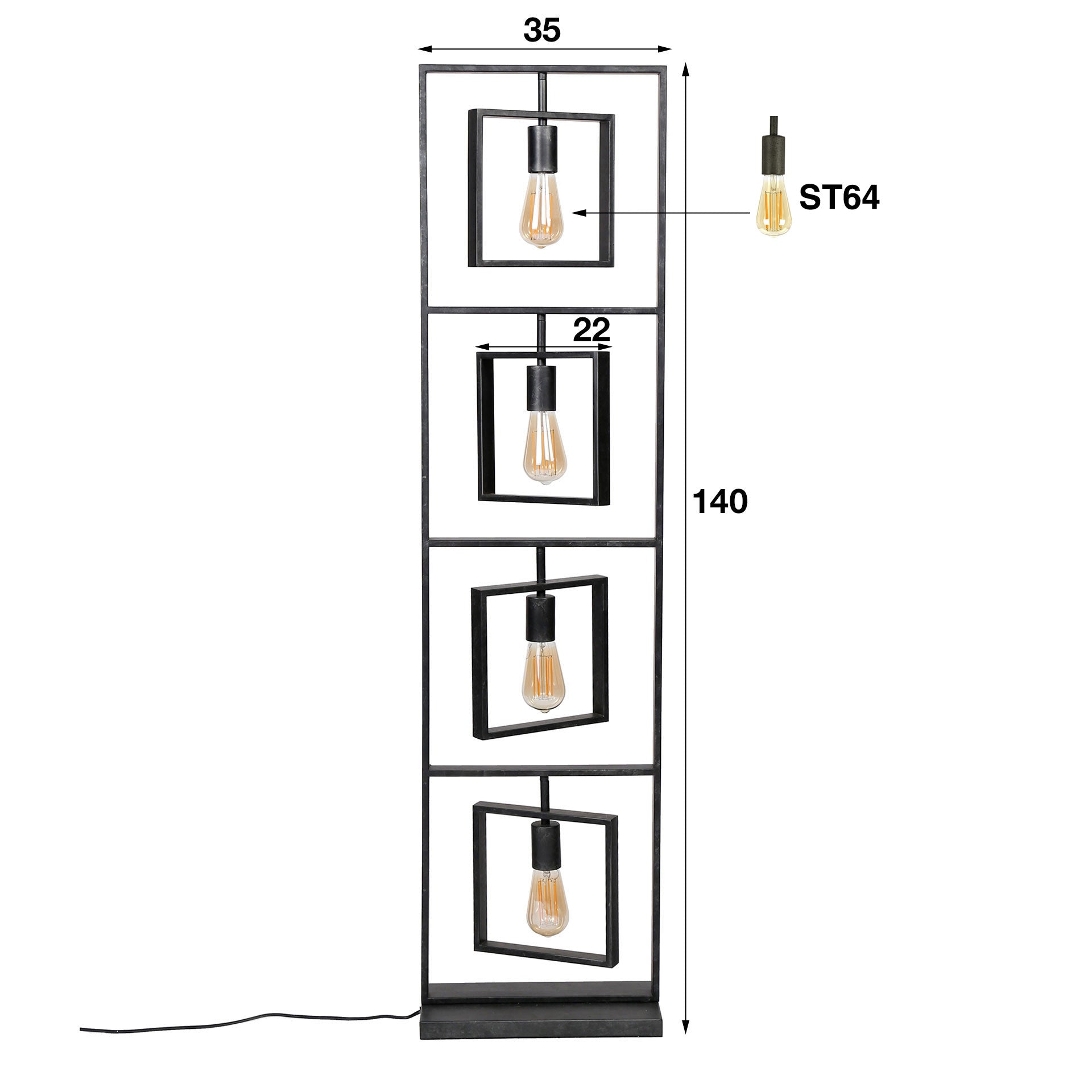 Vloerlamp Cosmo - Antraciet - Metaal