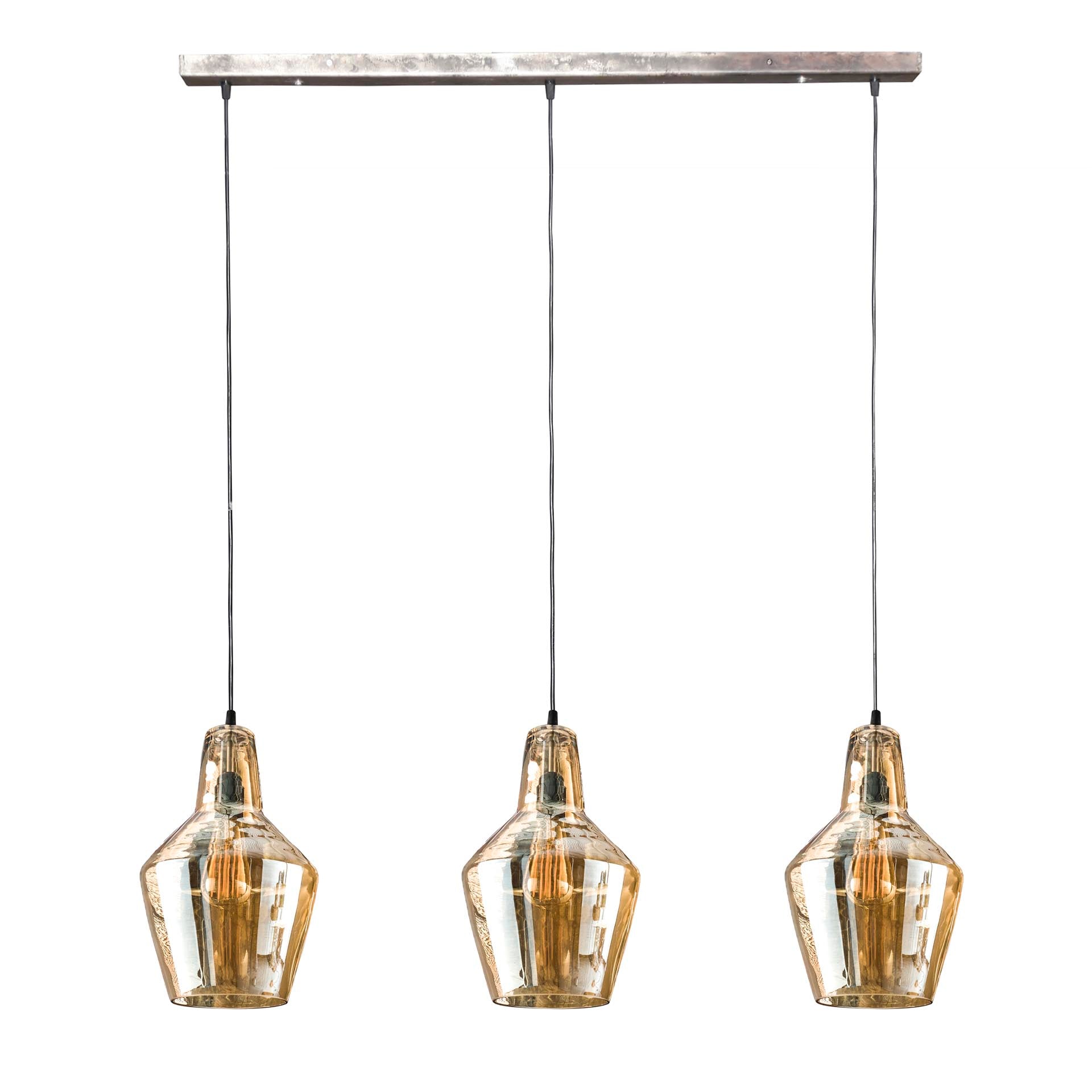 Hanglamp Chloe - 3-lichts - Amberkleurig - Glas