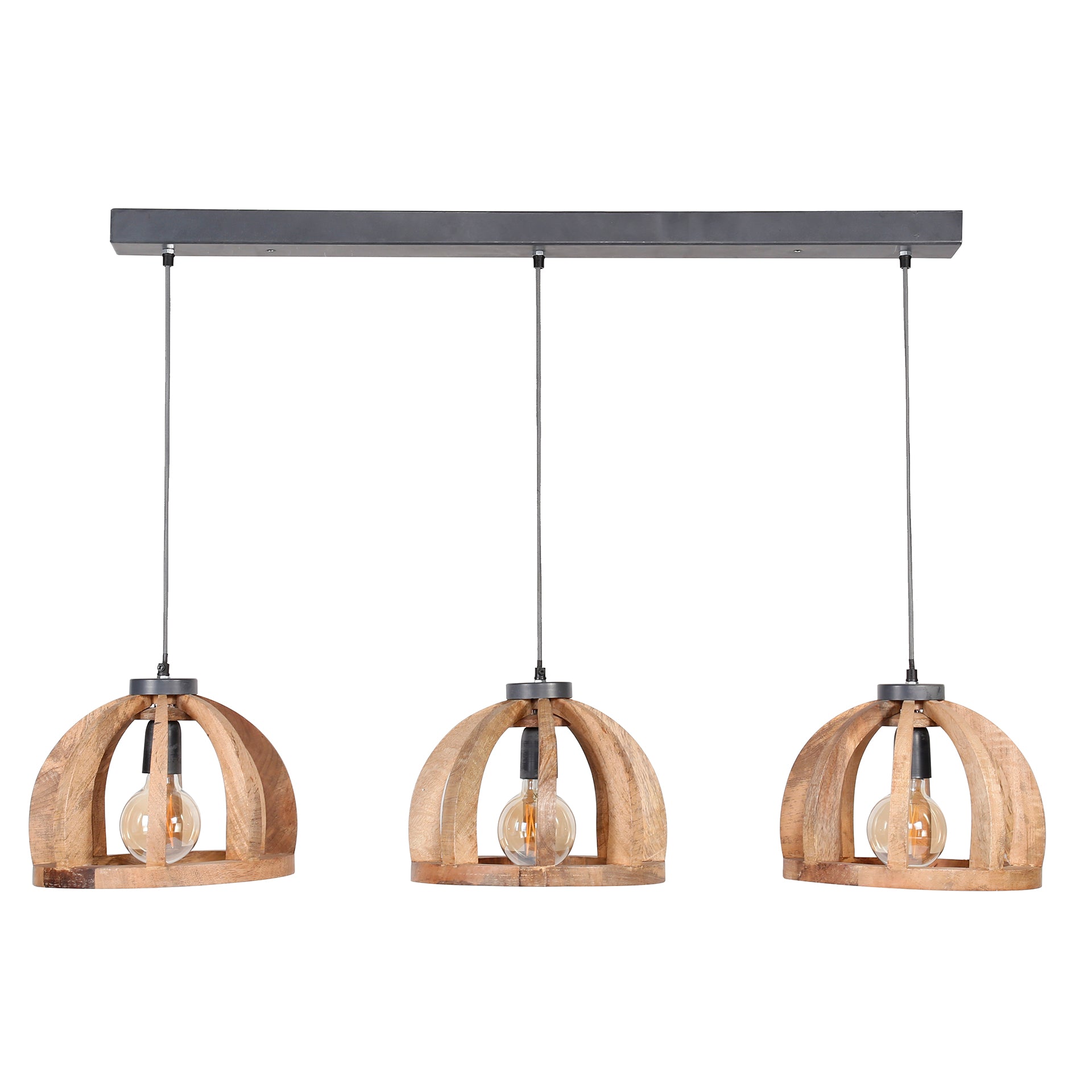 Hanglamp Corin - 3-lichts - Lichtbruin - Mangohout