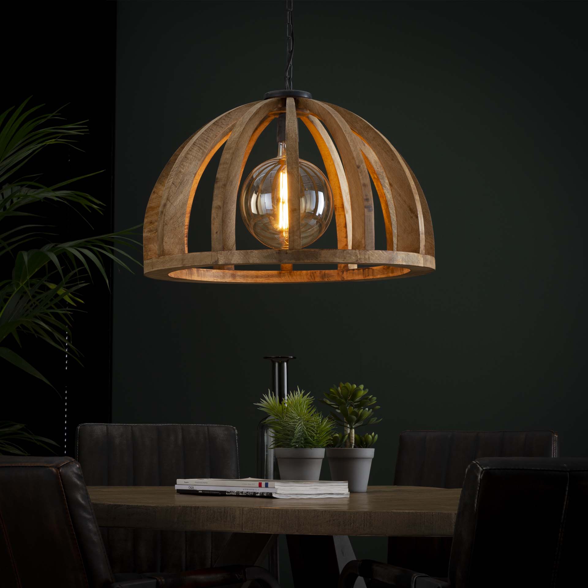 Hanglamp Split - 1-lichts - Lichtbruin - Mangohout