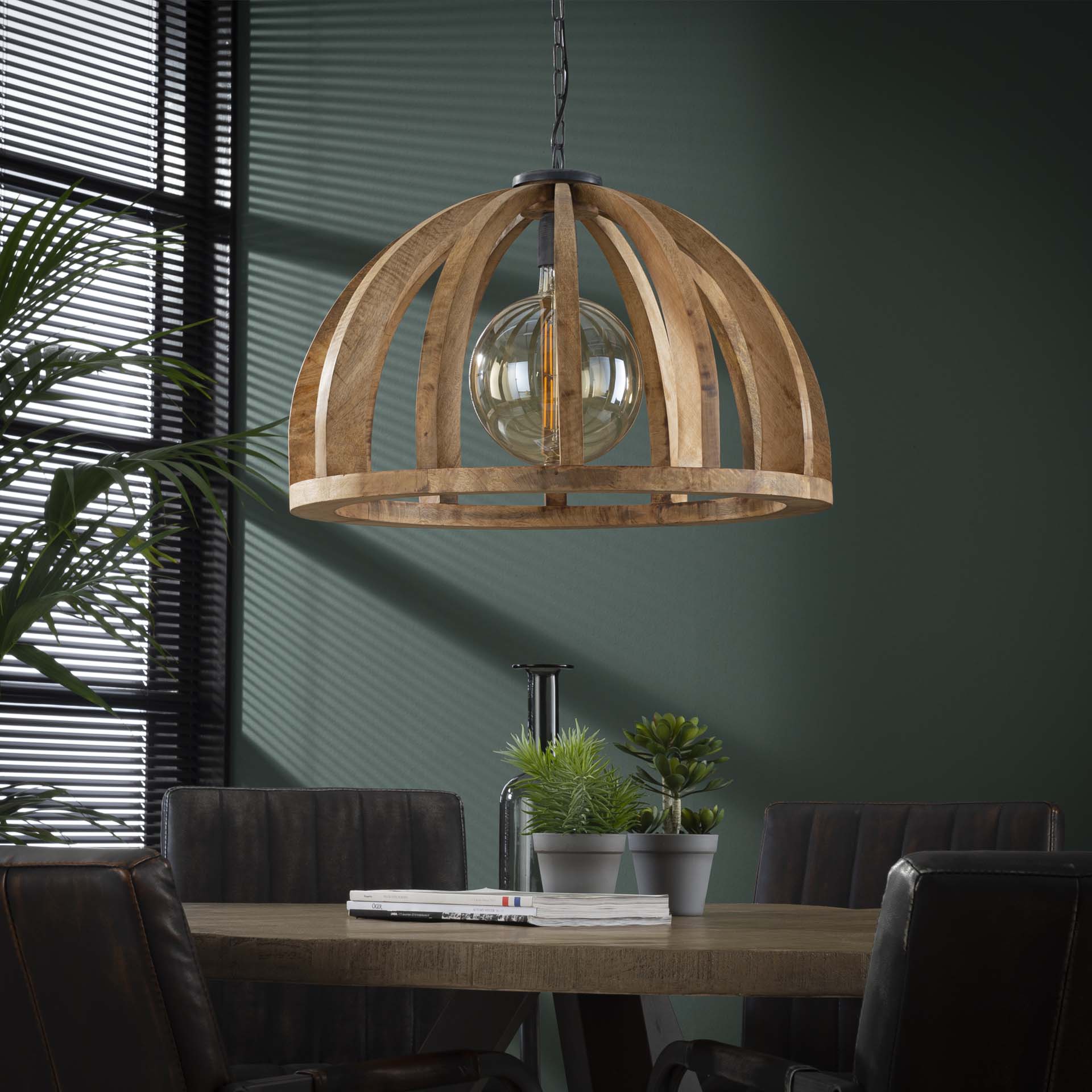 Hanglamp Split - 1-lichts - Lichtbruin - Mangohout