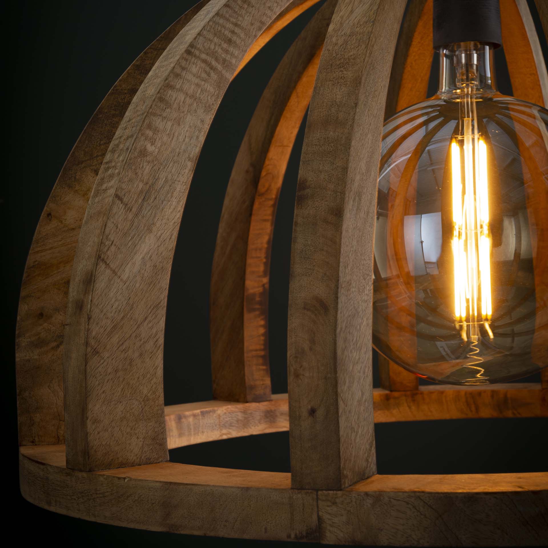 Hanglamp Split - 1-lichts - Lichtbruin - Mangohout
