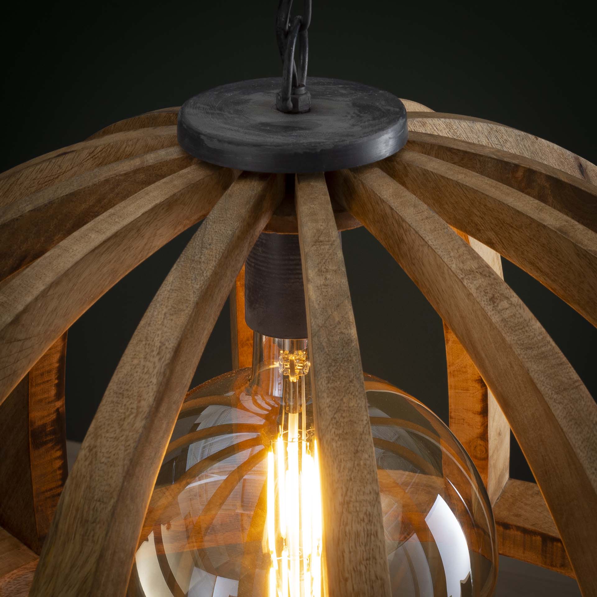 Hanglamp Split - 1-lichts - Lichtbruin - Mangohout