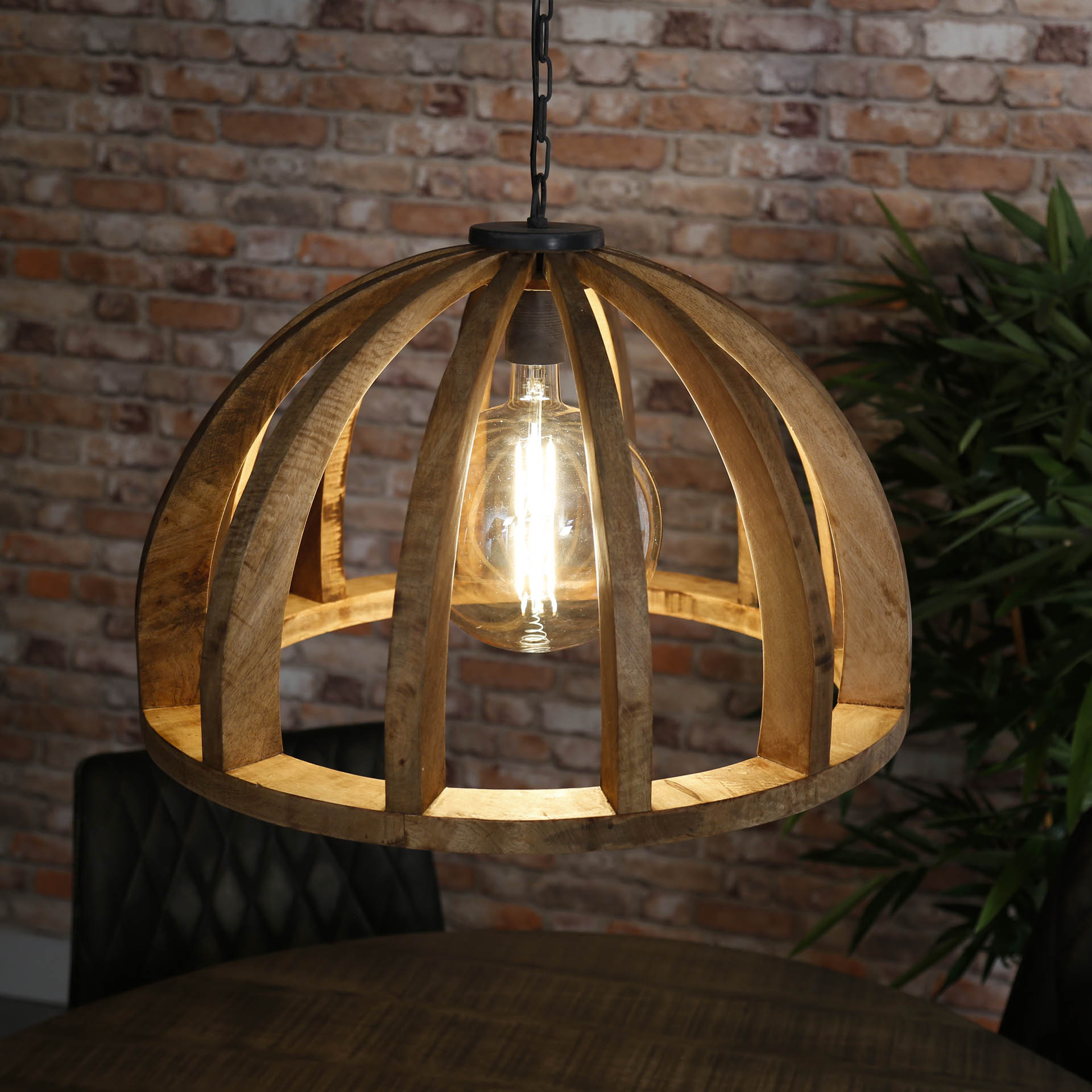 Hanglamp Split - 1-lichts - Lichtbruin - Mangohout