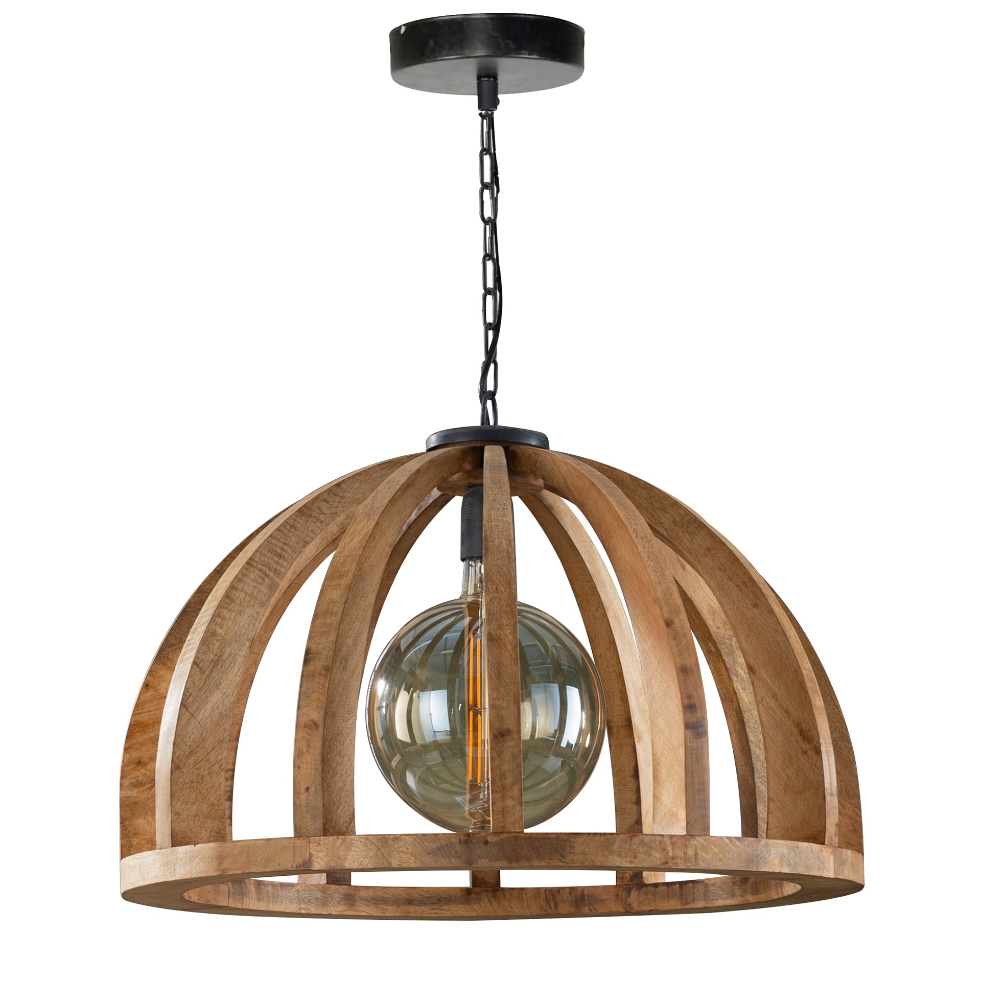 Hanglamp Split - 1-lichts - Lichtbruin - Mangohout