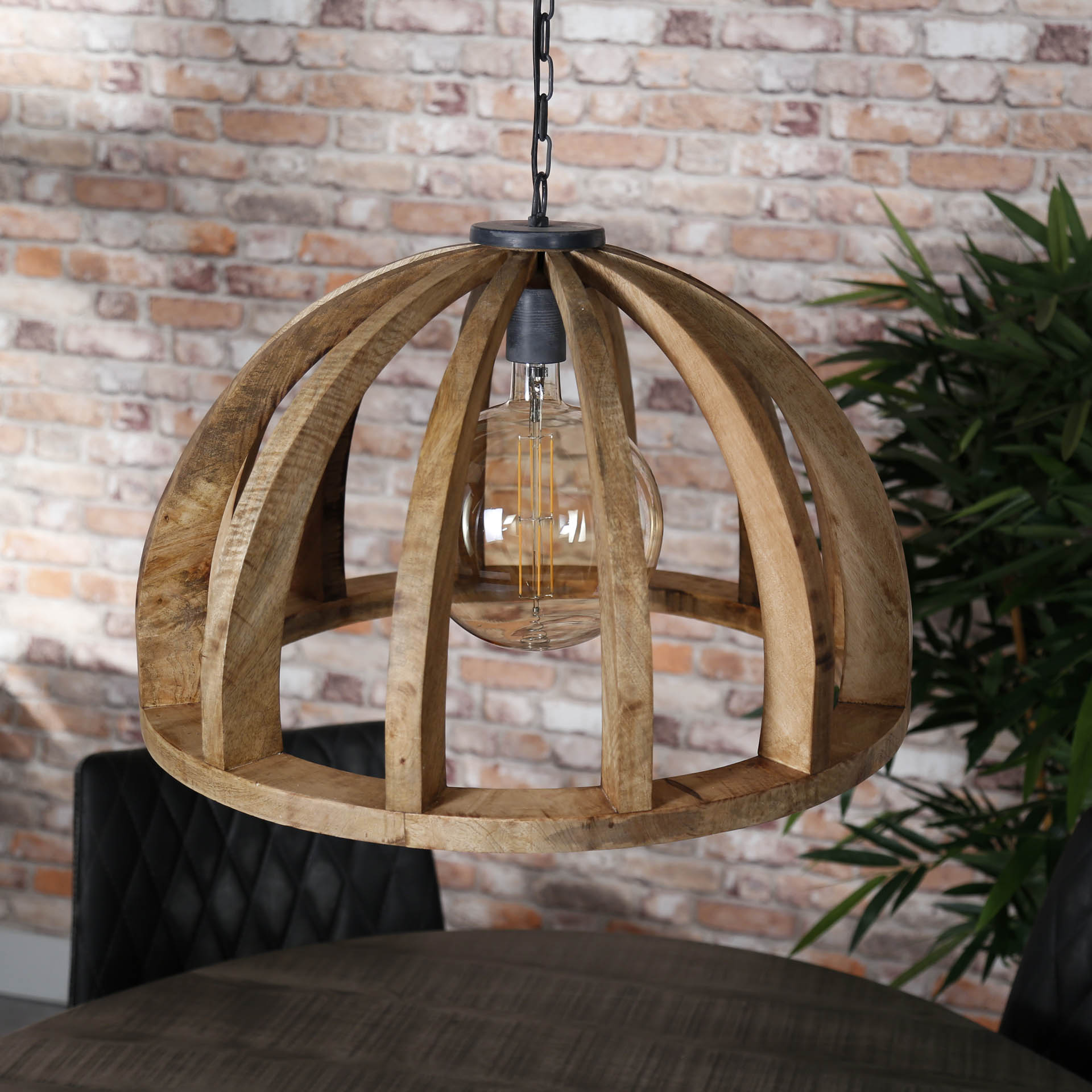 Hanglamp Split - 1-lichts - Lichtbruin - Mangohout