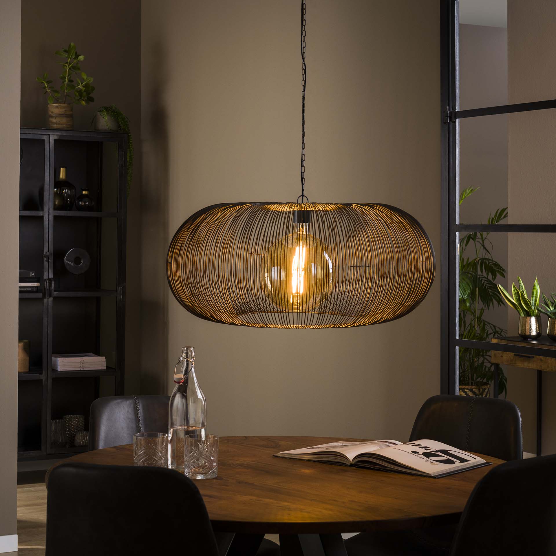 Hanglamp Sifra - 1-lichts - Zwart Nikkel - Metaal