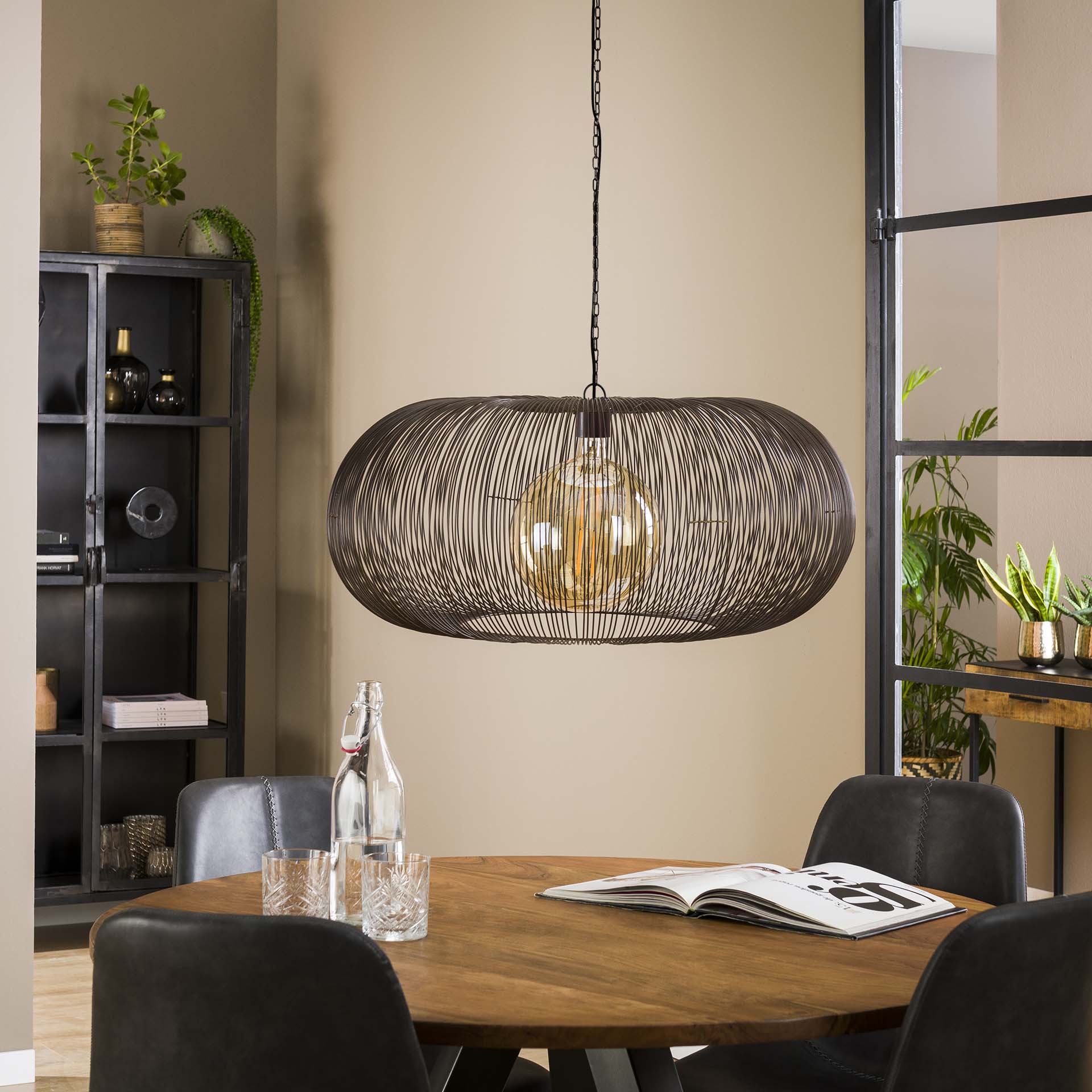 Hanglamp Sifra - 1-lichts - Zwart Nikkel - Metaal